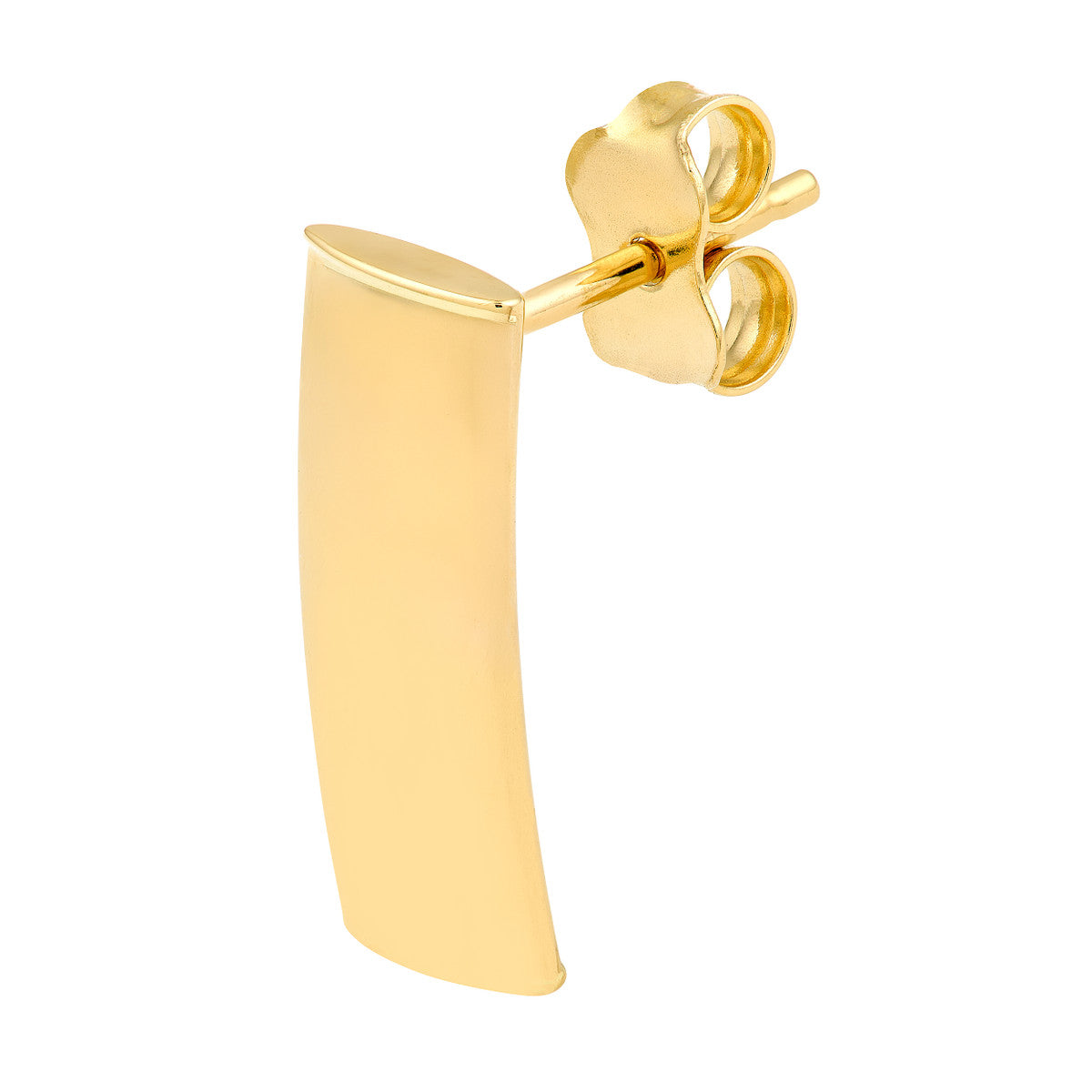 14K Yellow Gold Curved Medium Bar Stud Earrings