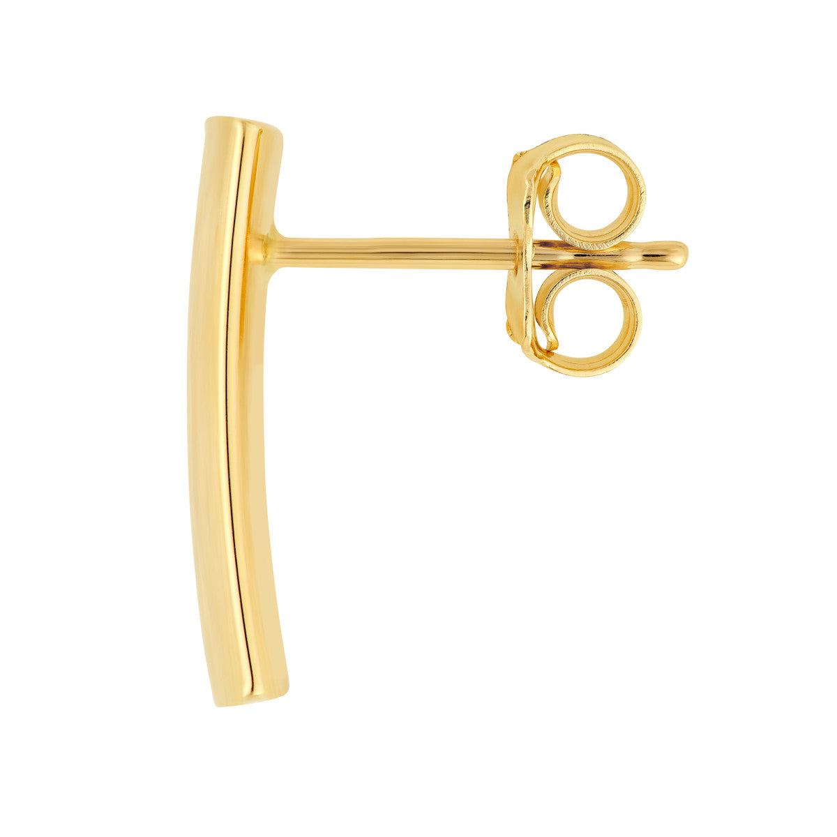 14K Yellow Gold Curved Medium Bar Stud Earrings