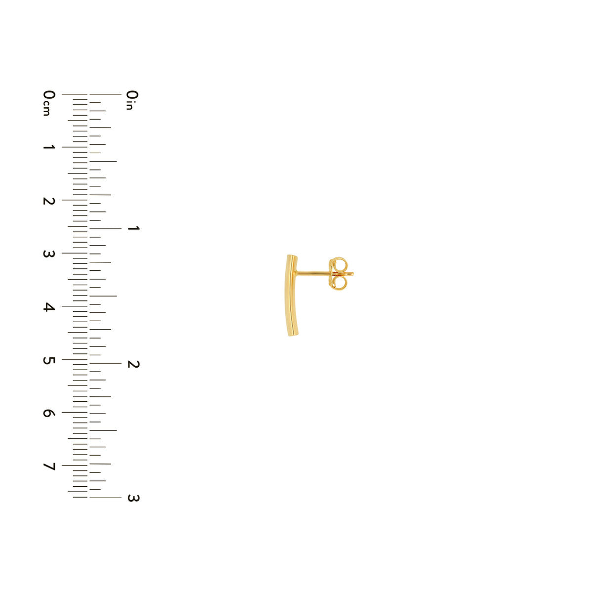 14K Yellow Gold Curved Medium Bar Stud Earrings