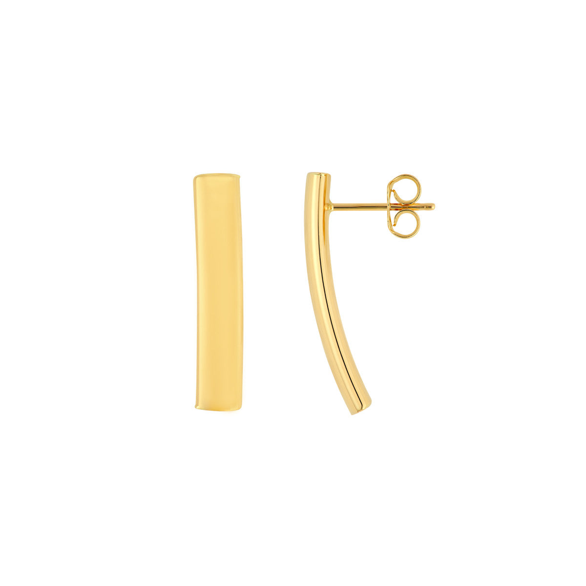 14K Yellow Gold Bar Stud Earrings