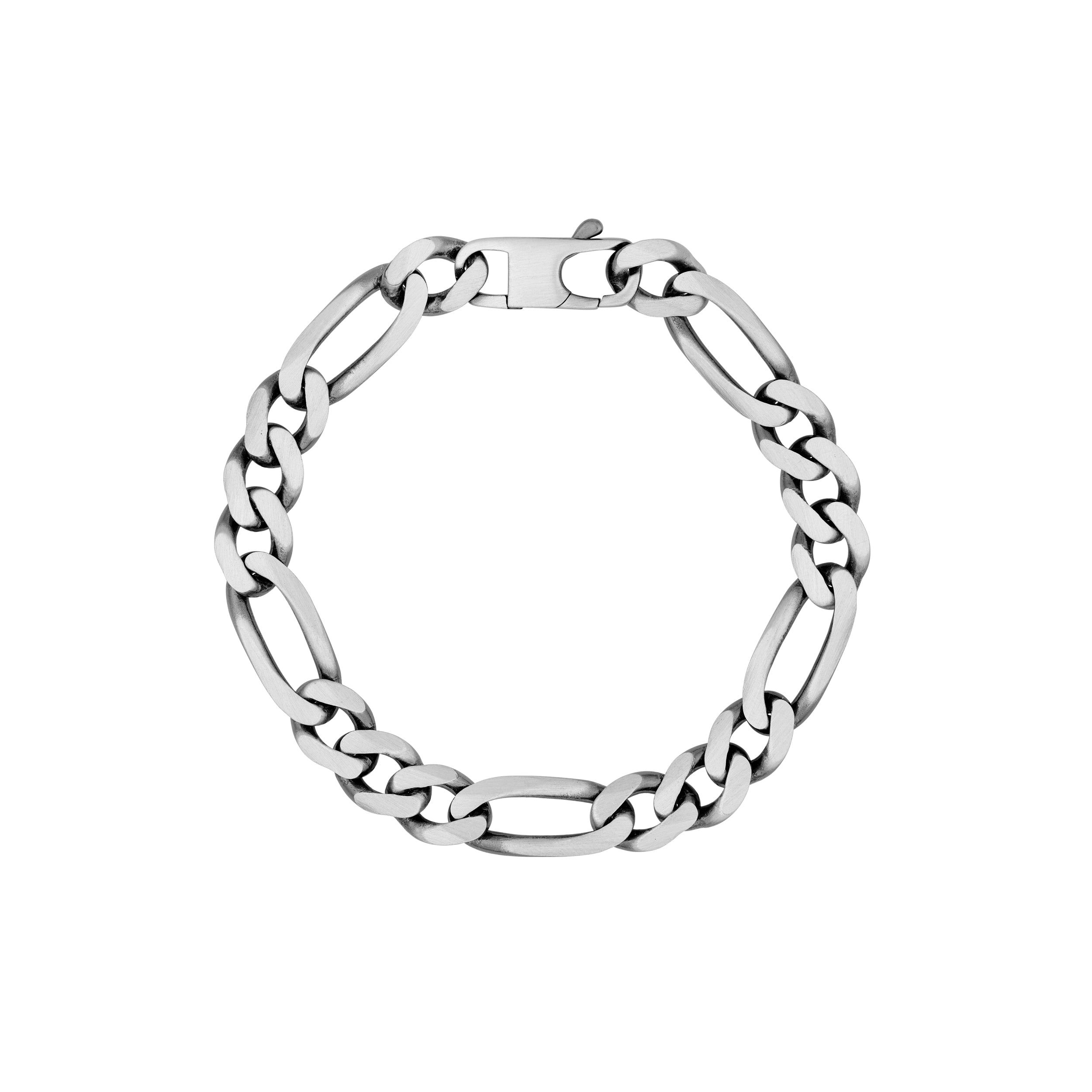 Sterling Silver 9.20mm 6-Sided D/C Figaro Bracelet