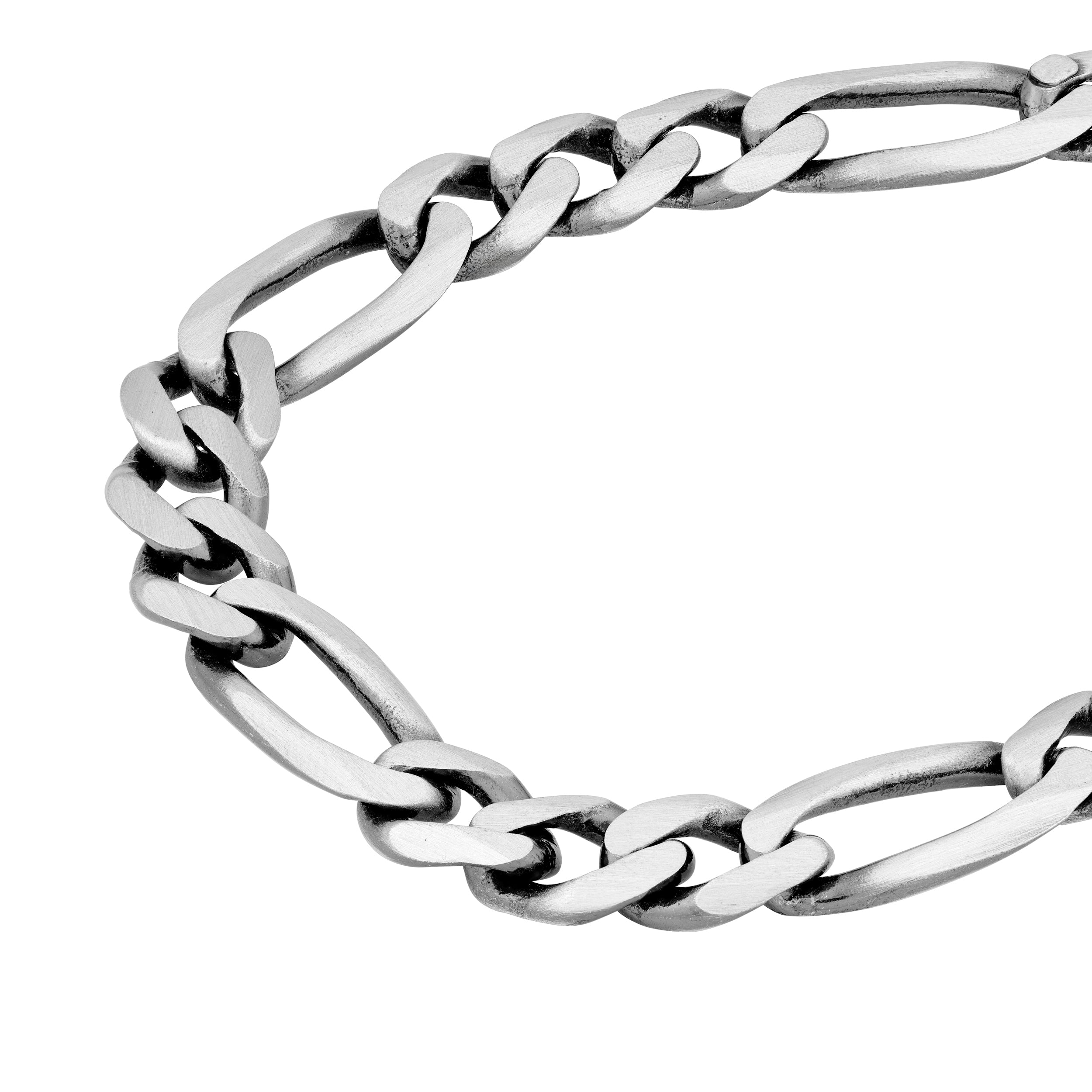 Sterling Silver 9.20mm 6-Sided D/C Figaro Bracelet
