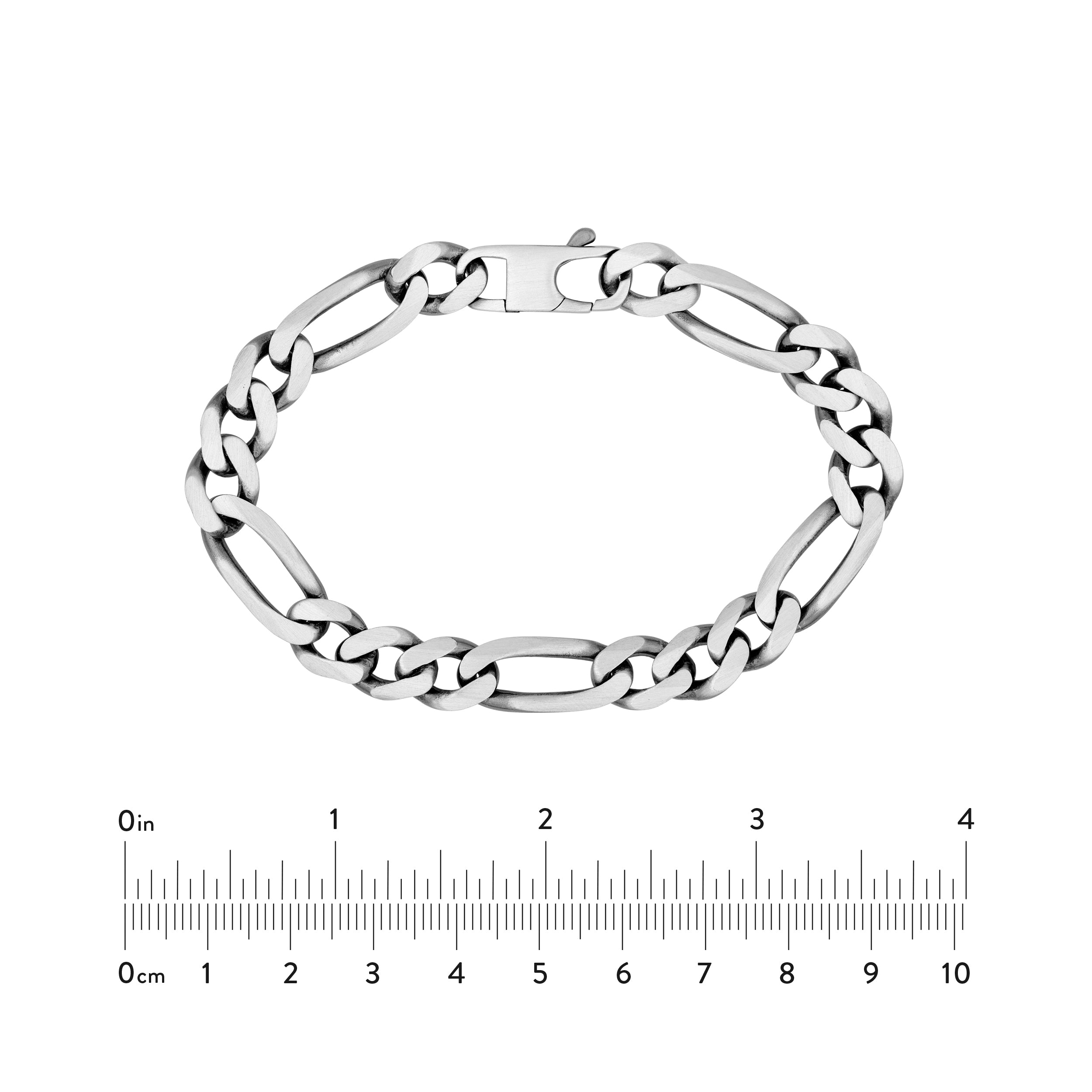 Sterling Silver 9.20mm 6-Sided D/C Figaro Bracelet