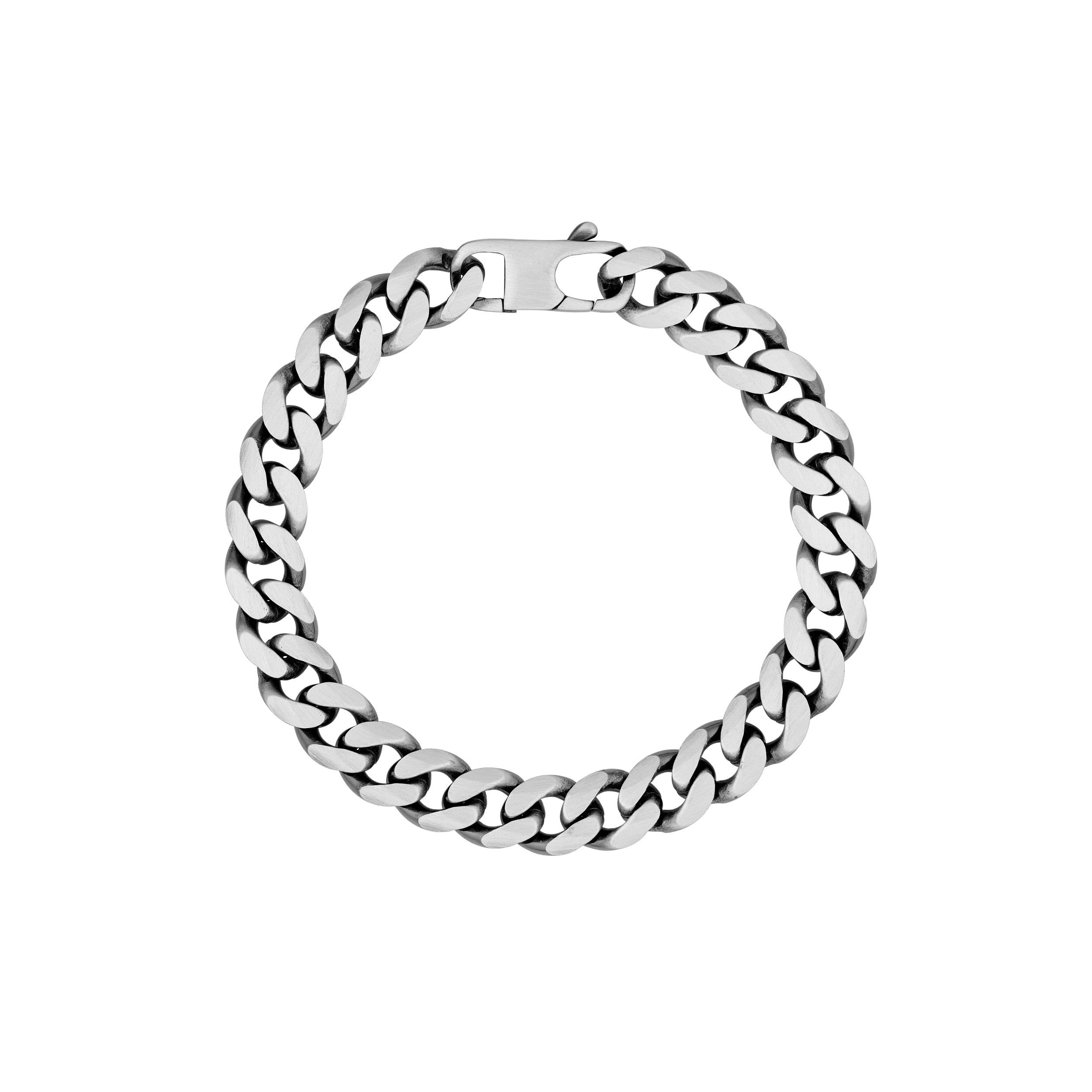 Sterling Silver 9.30mm 6-Sided D/C Curb Bracelet
