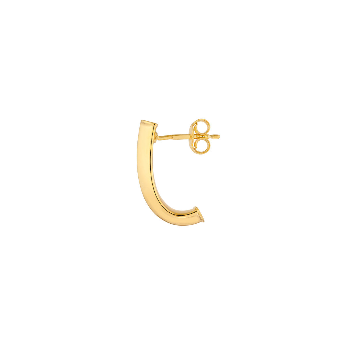 14K Yellow Gold Triangular Tube J Hoop Earrings Birmingham Jewelry Earrings Birmingham Jewelry 