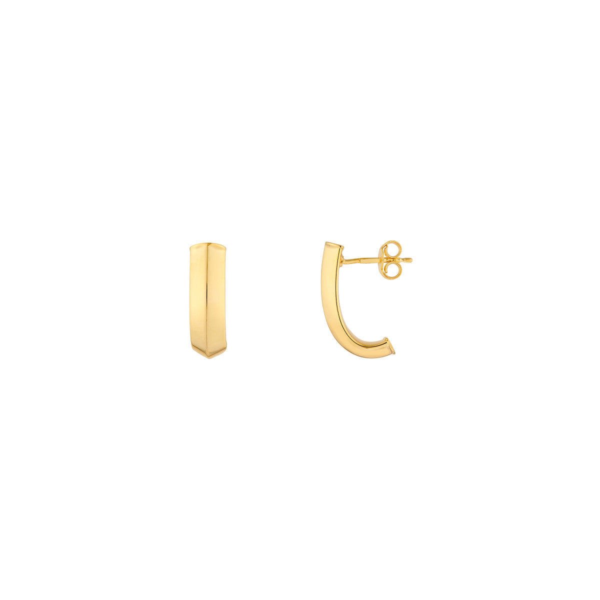 14K Yellow Gold Triangular Tube J Hoop Earrings Birmingham Jewelry Earrings Birmingham Jewelry 