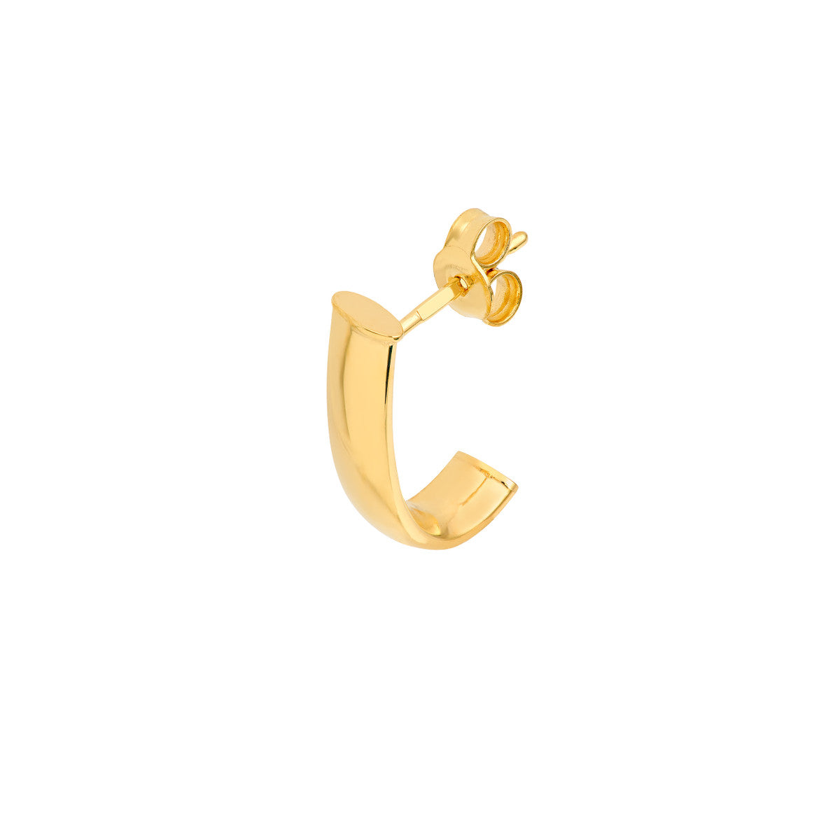 14K Yellow Gold 4.00mm Oval Tube J Hoop Earrings