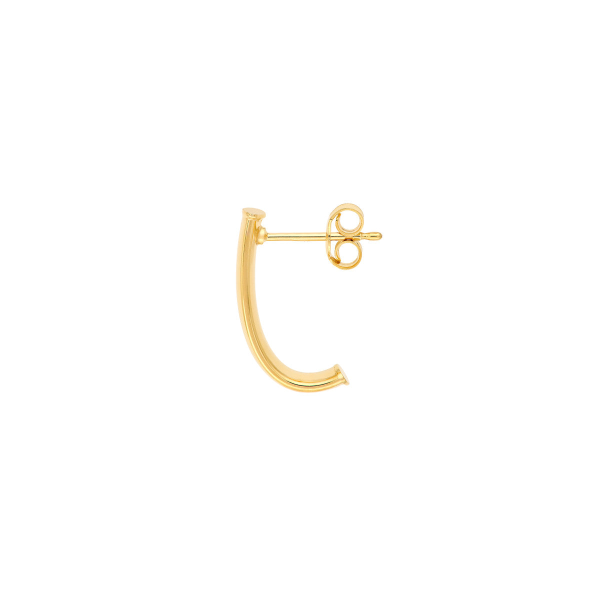 14K Yellow Gold 4.00mm Oval Tube J Hoop Earrings