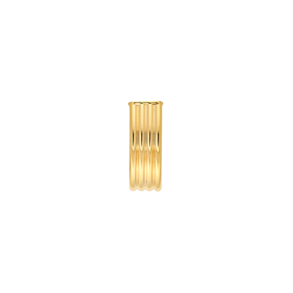 14K Yellow Gold 6.00mm Multi Line Tube J Hoop Earrings