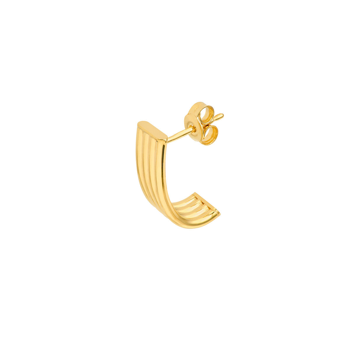14K Yellow Gold 6.00mm Multi Line Tube J Hoop Earrings