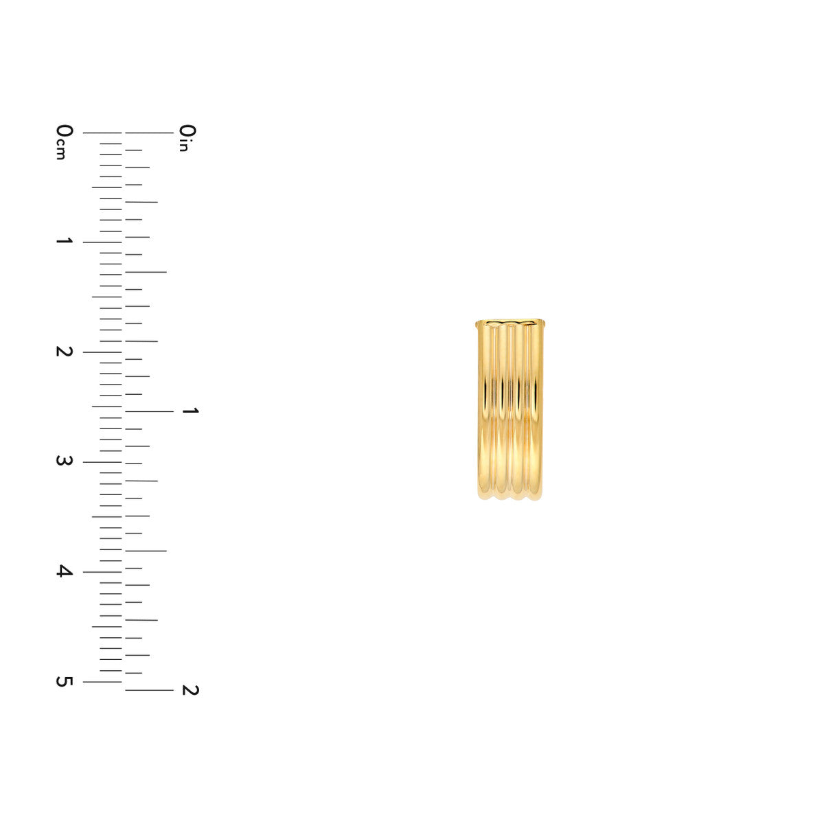 14K Yellow Gold 6.00mm Multi Line Tube J Hoop Earrings