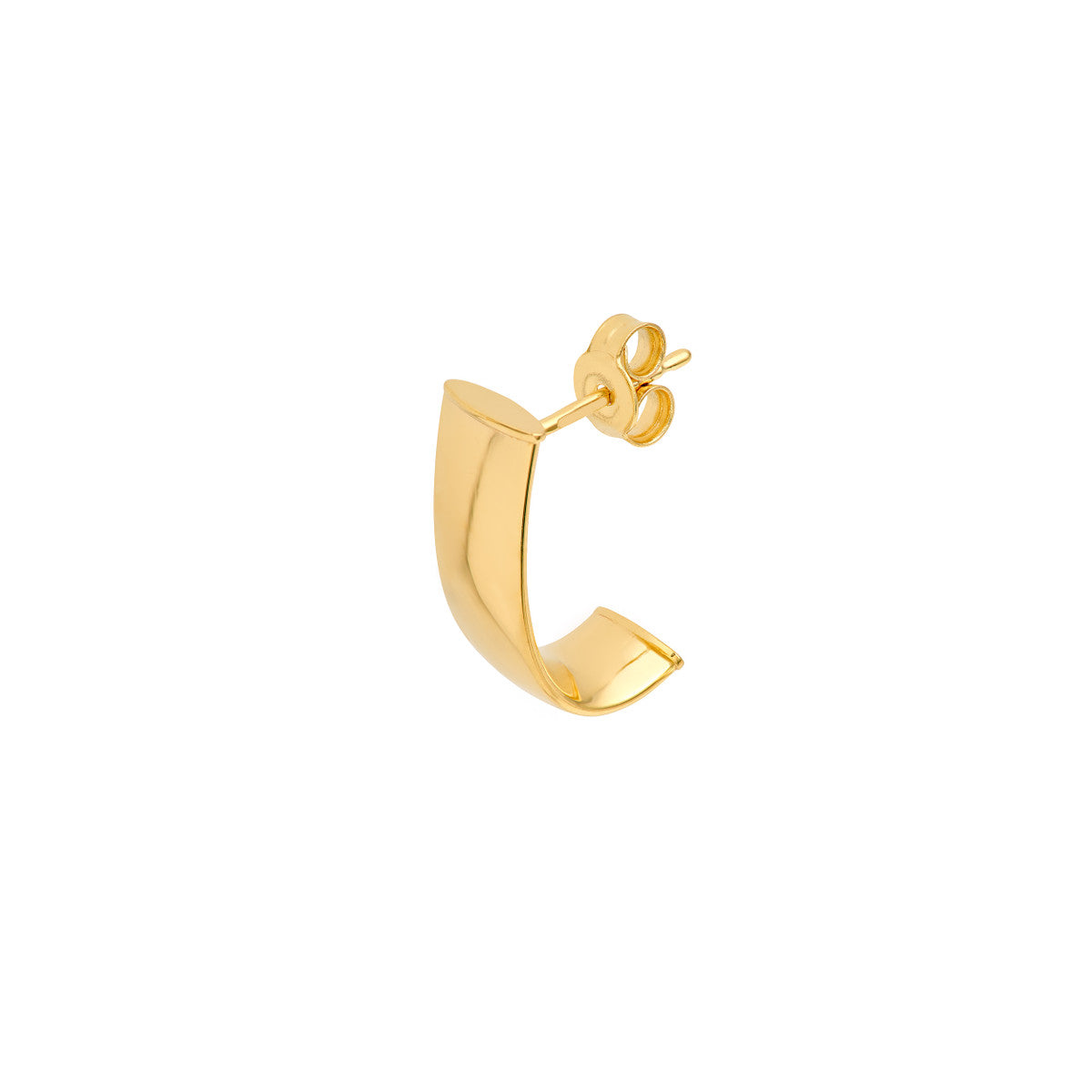 14K Yellow Gold 6.00mm Flat Oval Tube J Hoop Earrings