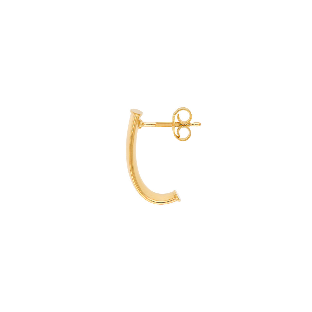 14K Yellow Gold 6.00mm Flat Oval Tube J Hoop Earrings