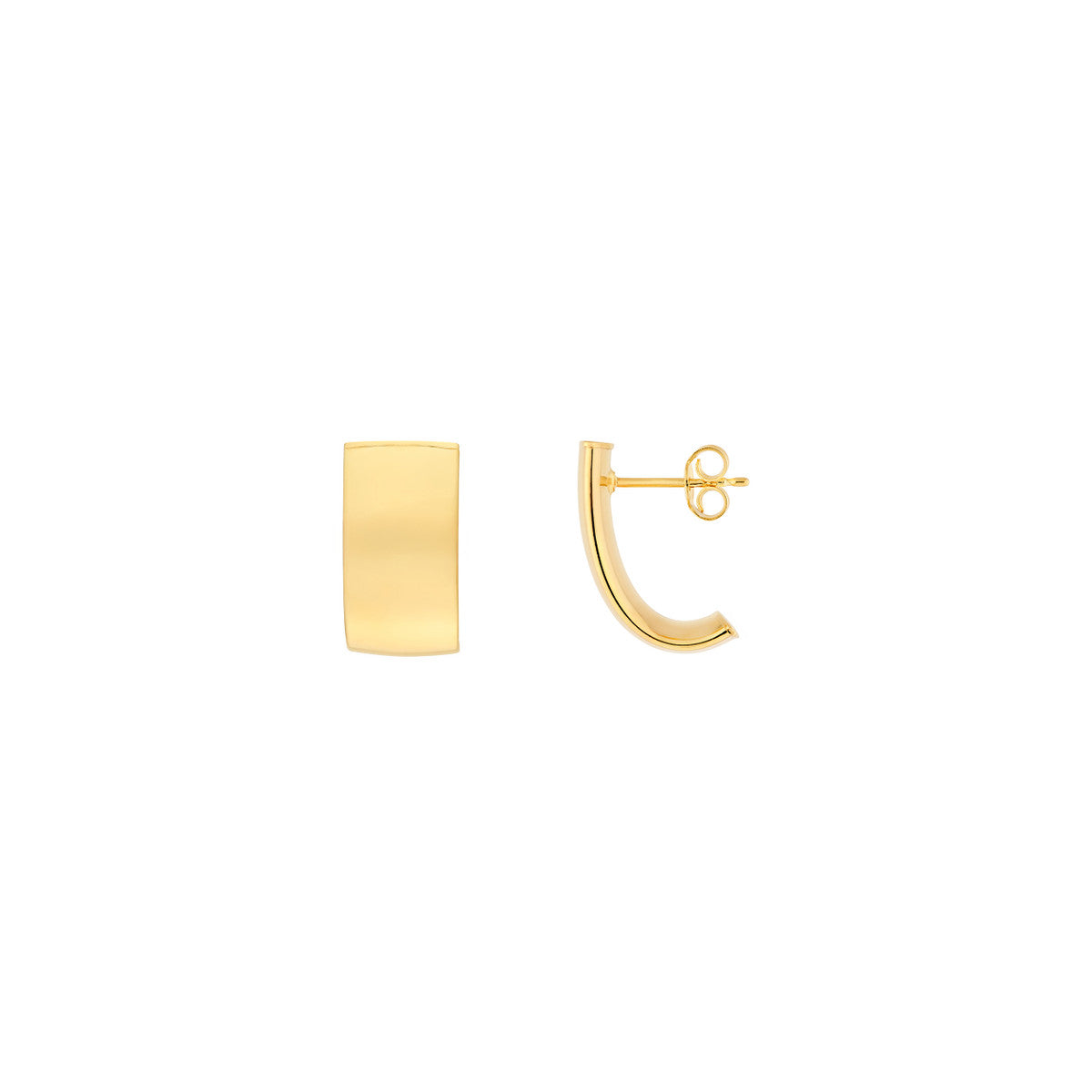 14K Yellow Gold 10.00mm Small Flat Oval Tube J Hoop Earrings Birmingham Jewelry Earrings Birmingham Jewelry 