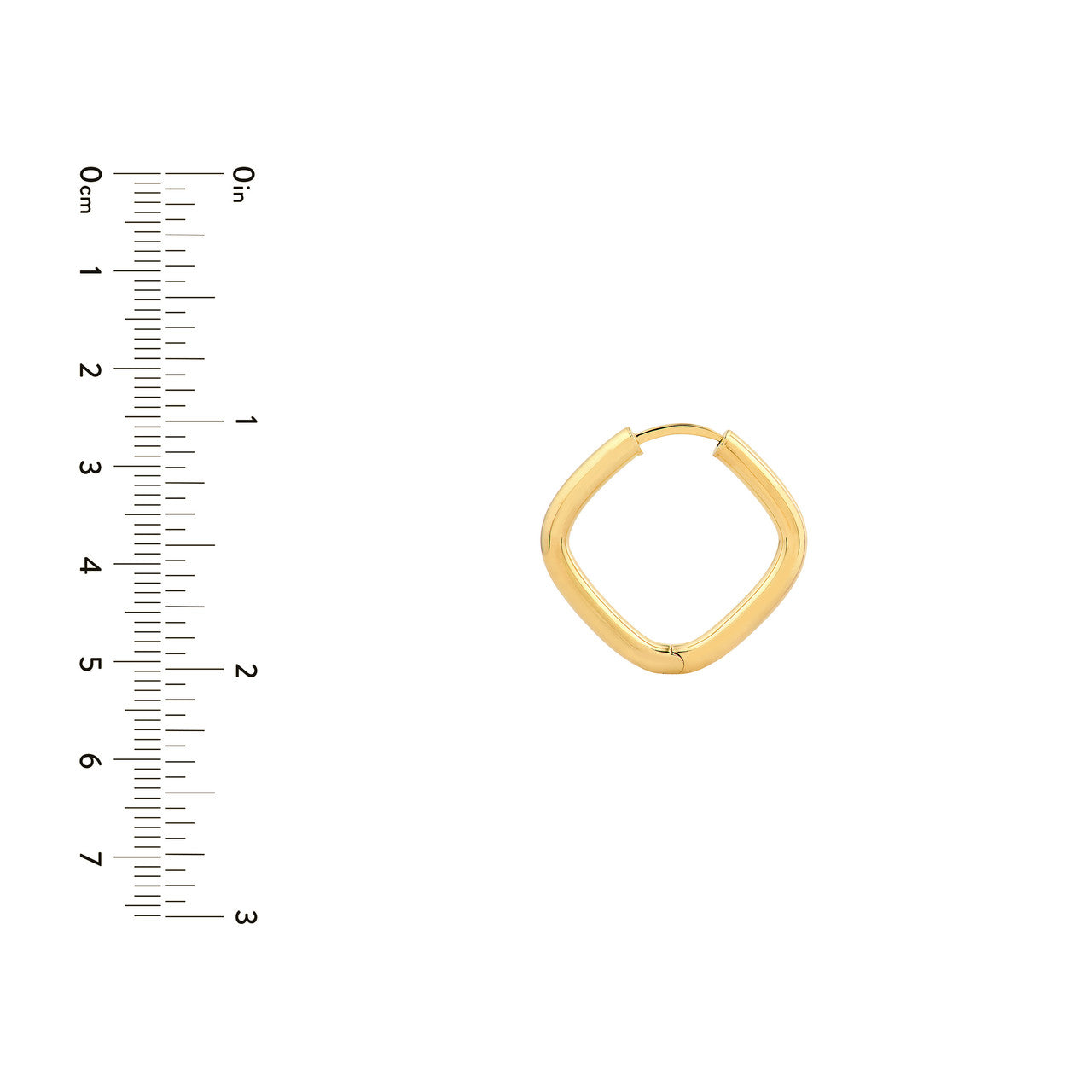 14K Yellow Gold 3.00mm x 15.00mm Square Hoop Earrings