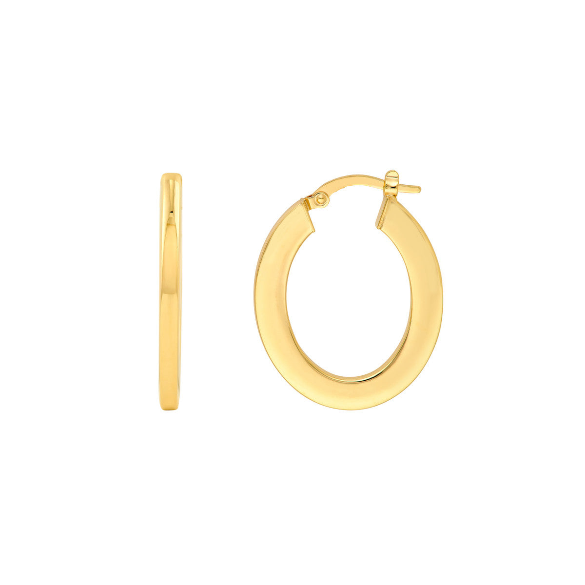 14K Yellow Gold Rectangular Tube Oval Shape Hoop Earrings Birmingham Jewelry Earrings Birmingham Jewelry 