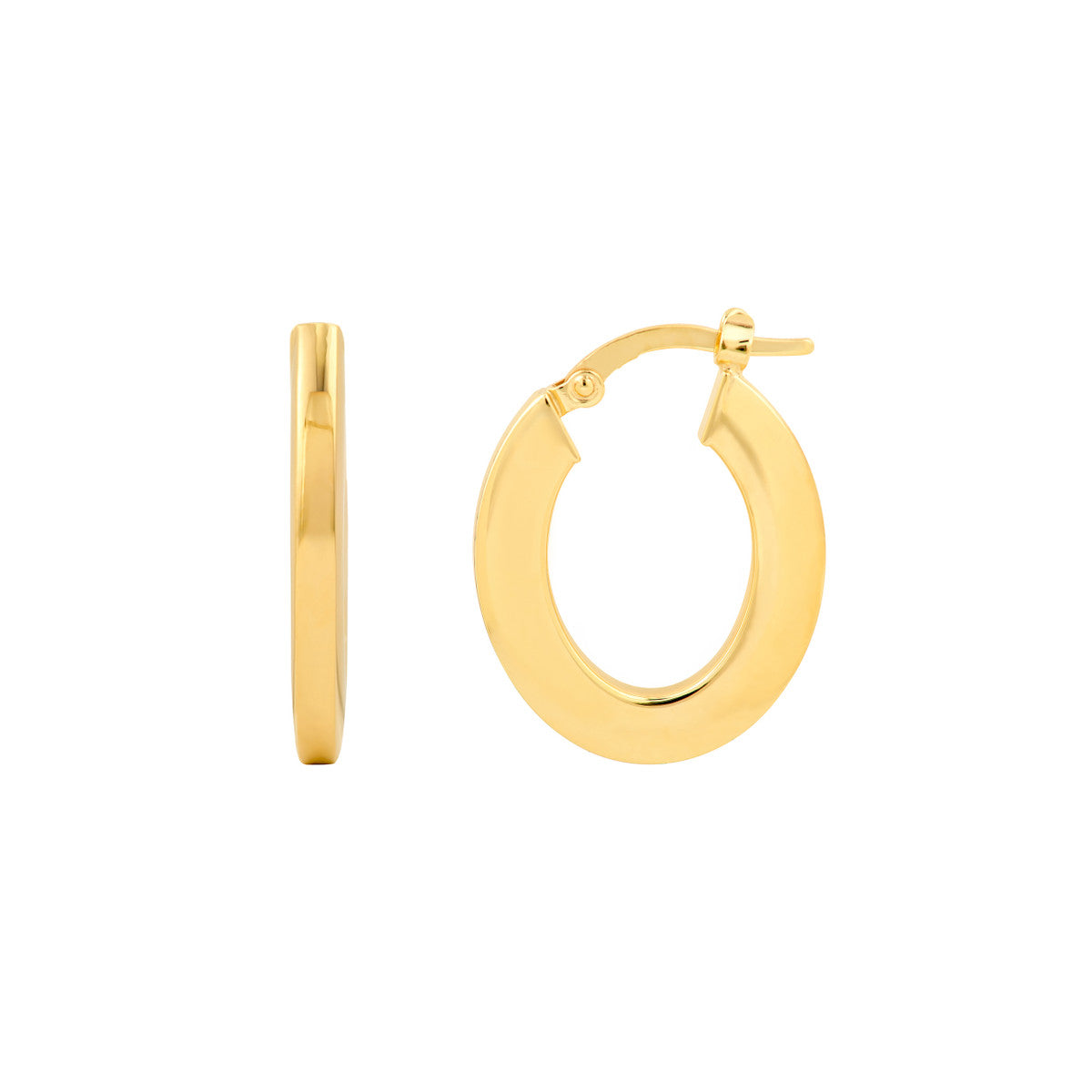 14K Yellow Gold Medium Rectangular Tube Oval Shape Hoop Earrings Birmingham Jewelry Earrings Birmingham Jewelry 
