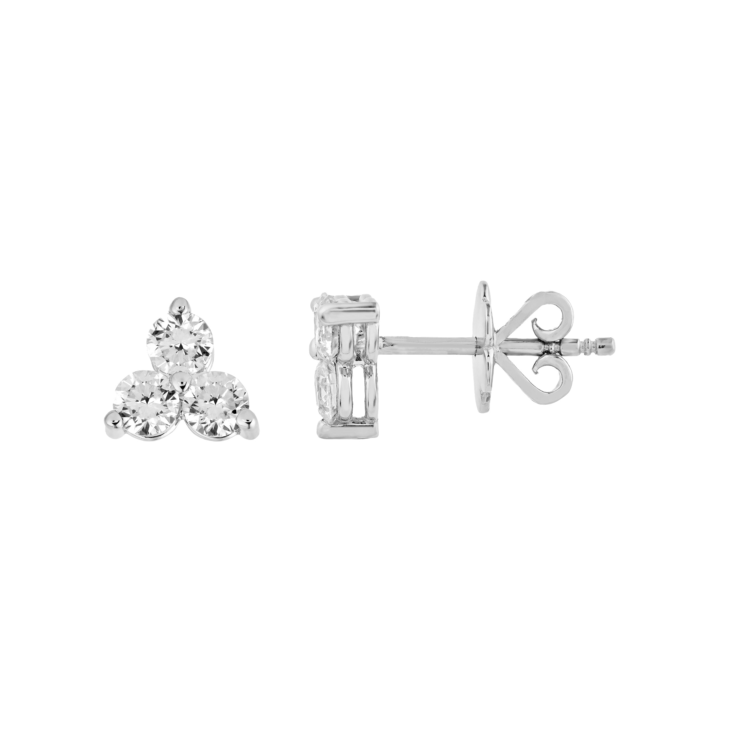 14K Gold 1.00tcw 3.50mm Diamond Trio Stud Earrings Birmingham Jewelry Earrings Birmingham Jewelry 