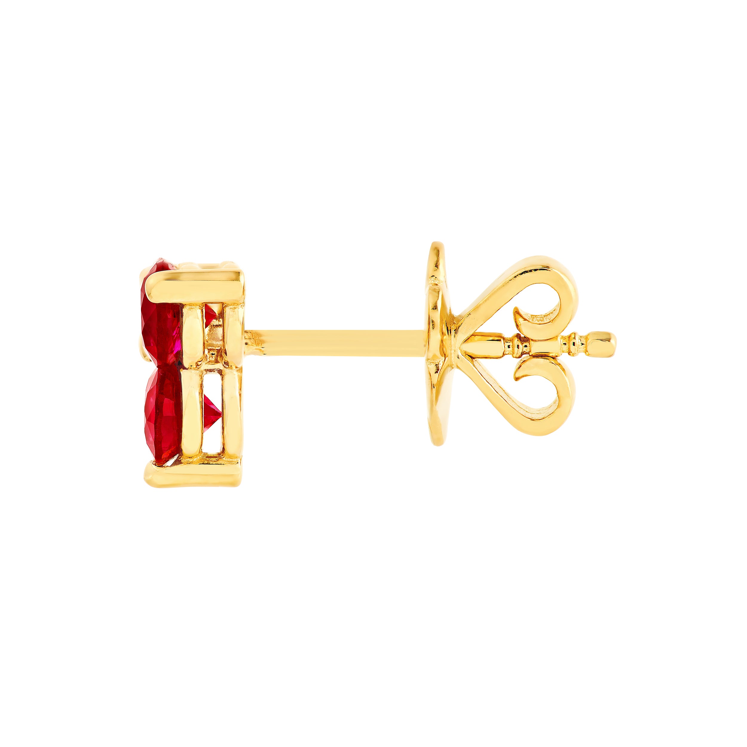 14K Yellow Gold 3.50mm Ruby Trio Stud Earrings