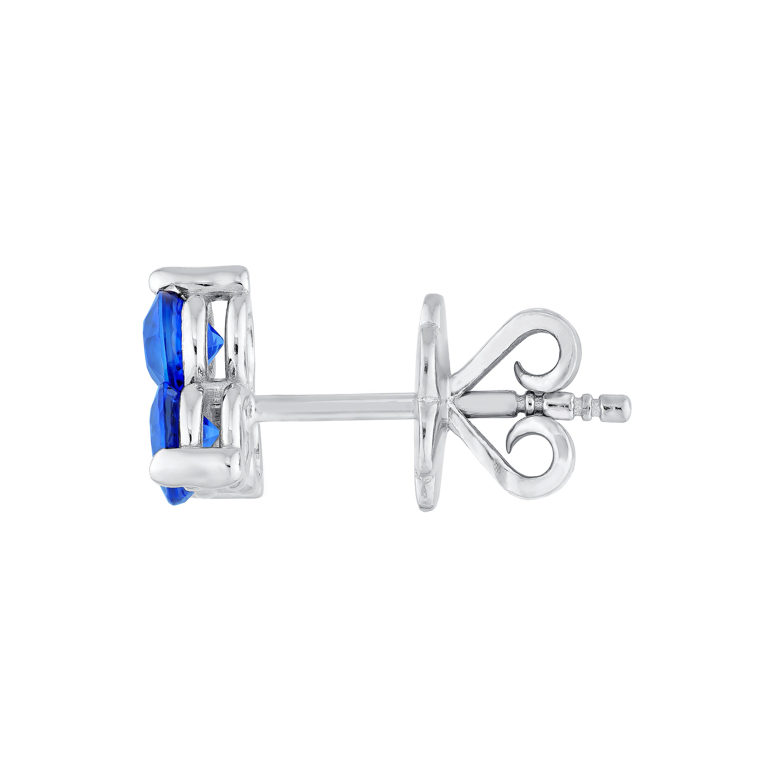 14K White Gold 3.50mm Blue Sapphire Trio Stud Earrings