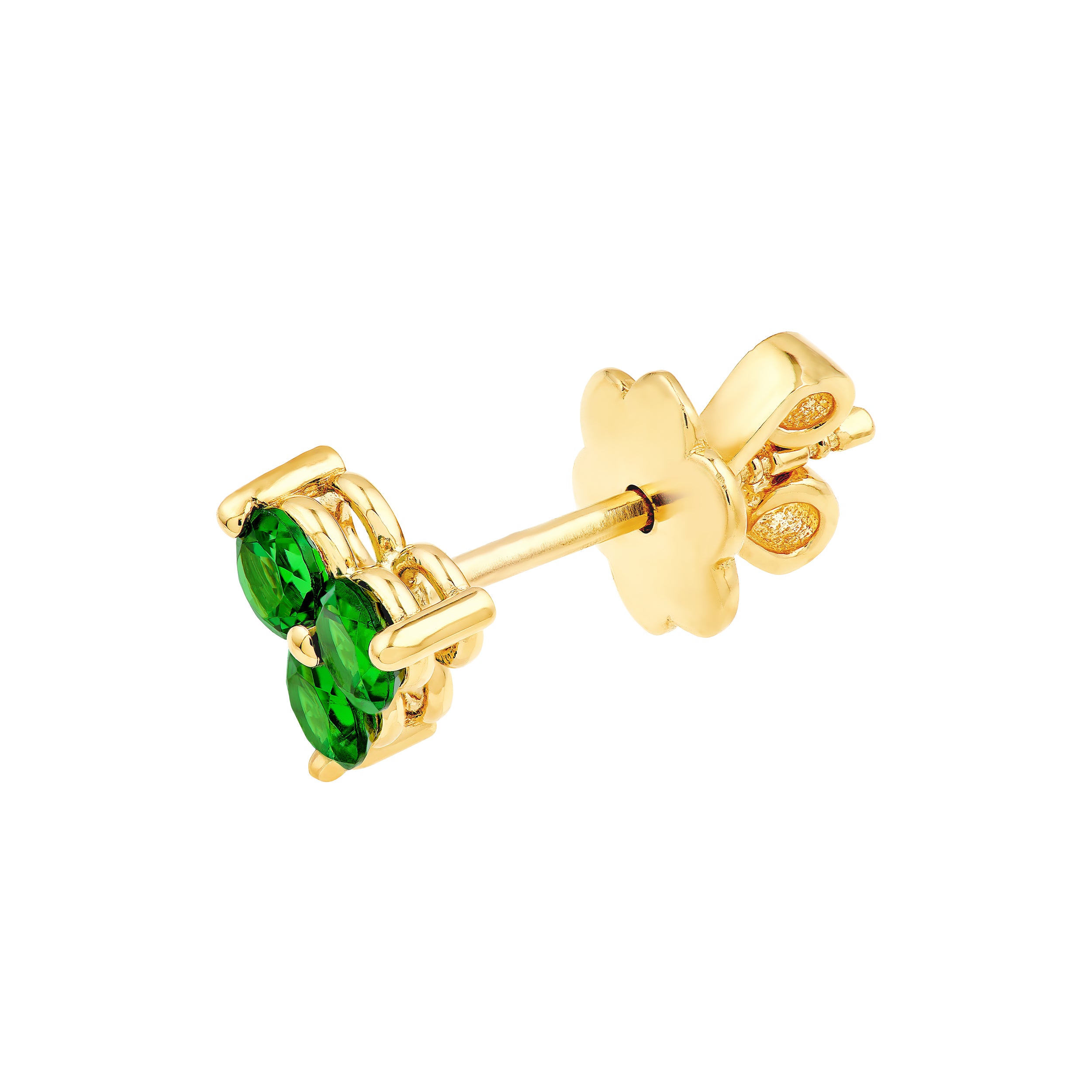 14K Yellow Gold 3.00mm Green Tsavorite Trio Stud Earrings