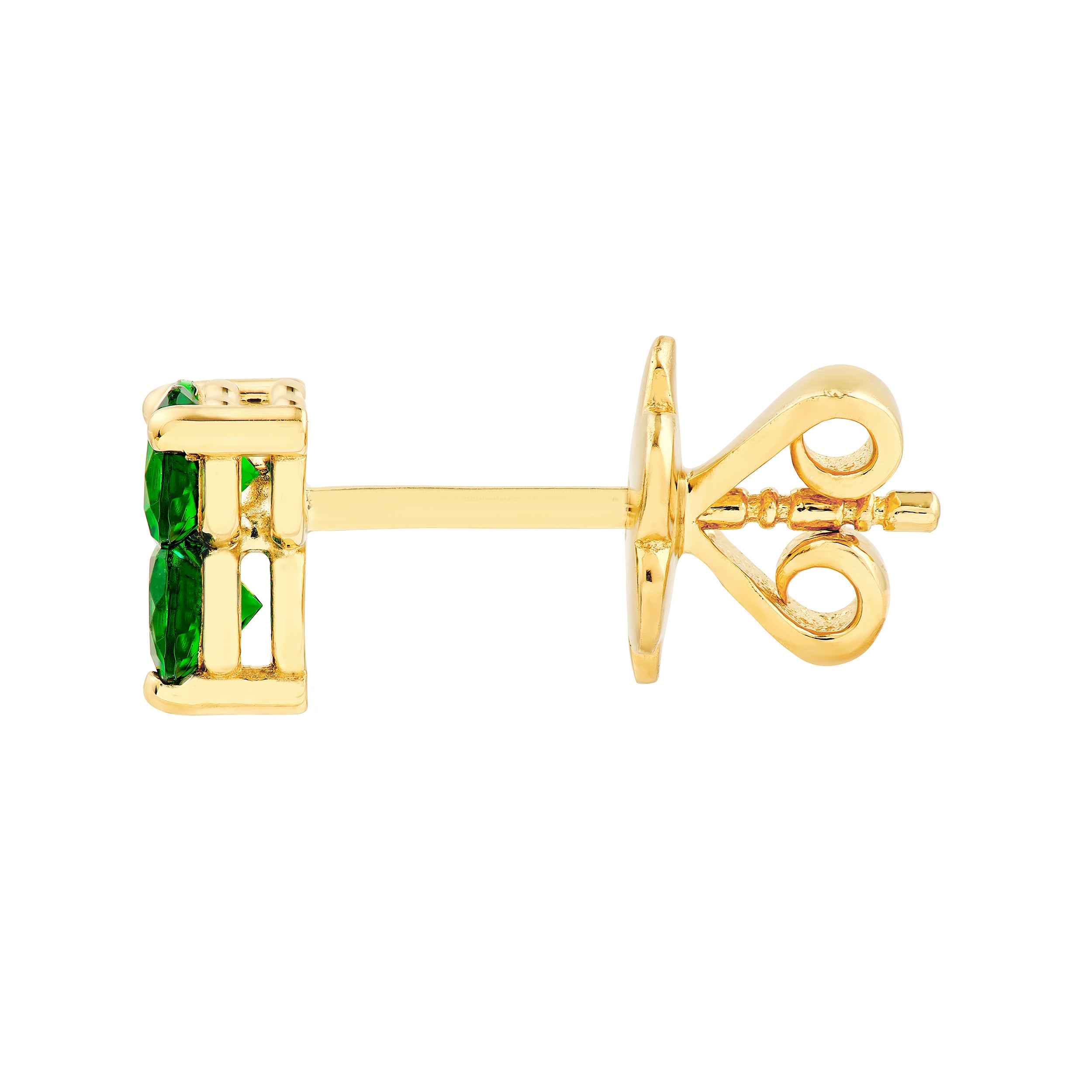 14K Yellow Gold 3.00mm Green Tsavorite Trio Stud Earrings
