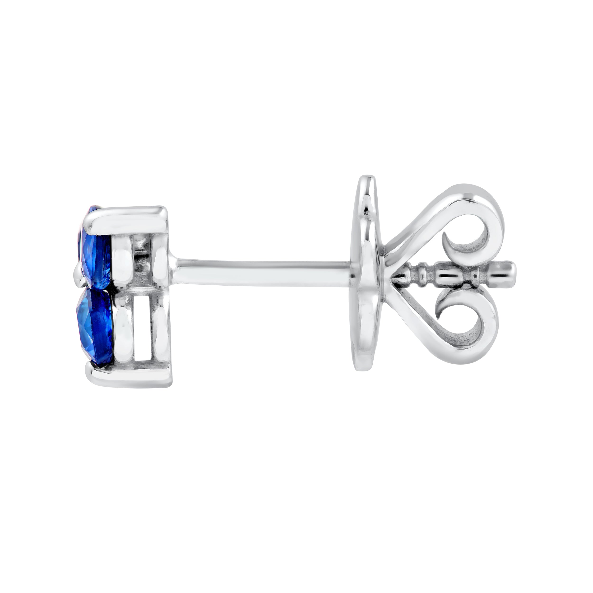 14K White Gold 3.00mm Blue Sapphire Trio Stud Earrings