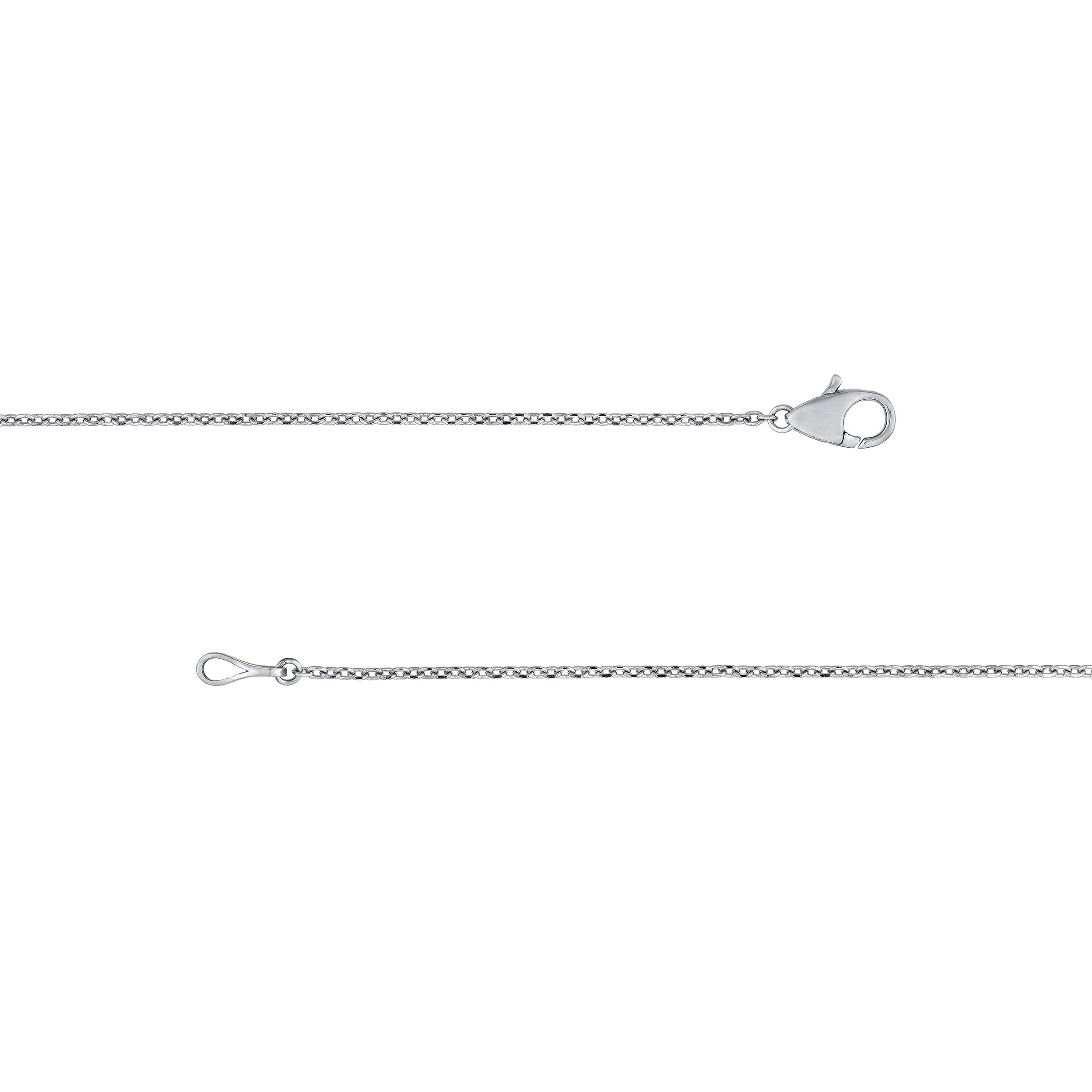 14K White Gold 3.70mm Blue Sapphire & 1/5tcw Diamond Bezel Necklace