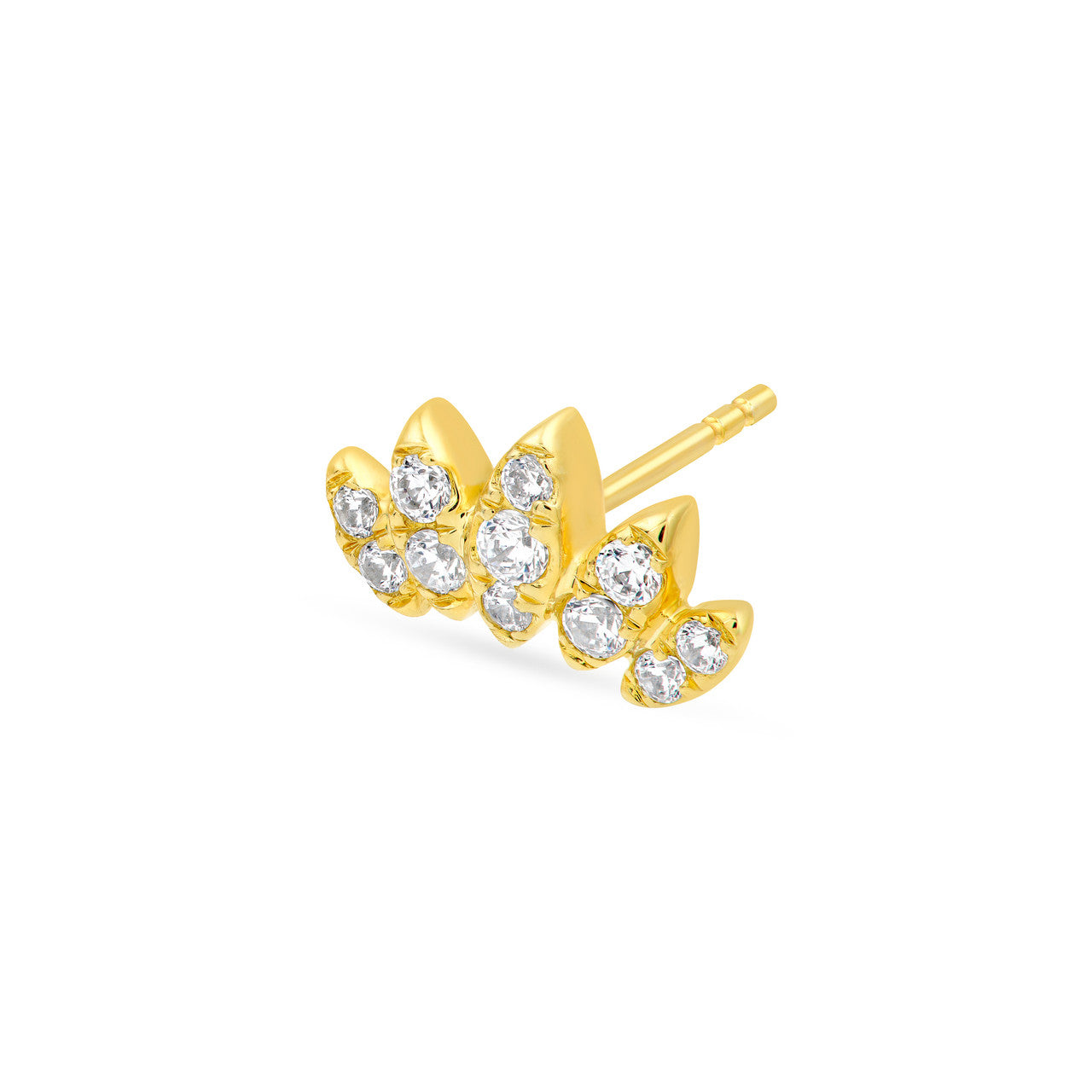 14K Gold Diamond Flower Stud Earrings
