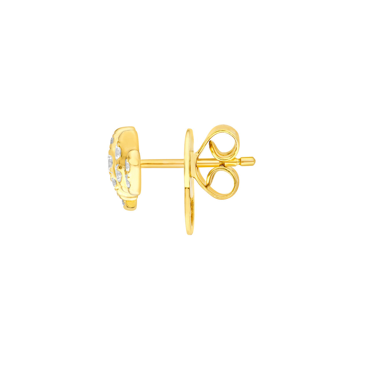 14K Gold Diamond Flower Stud Earrings