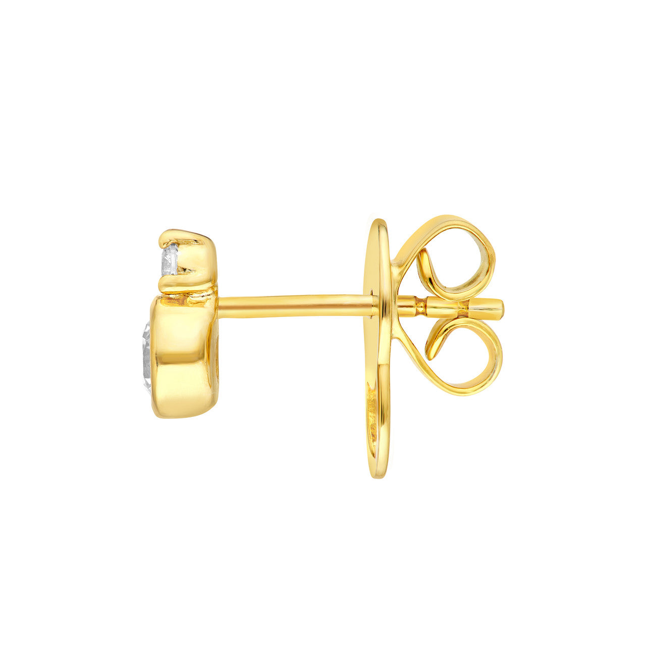 14K Gold Round Bezel Diamond Earrings Birmingham Jewelry Earrings Birmingham Jewelry 