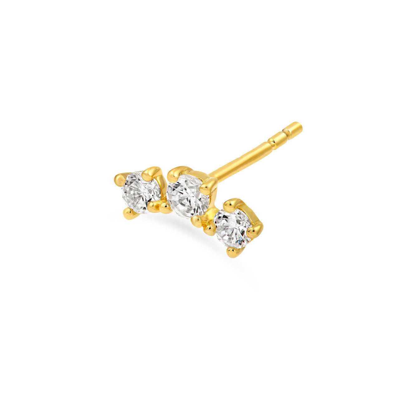 14K Gold Diamond Trio Stud Earrings