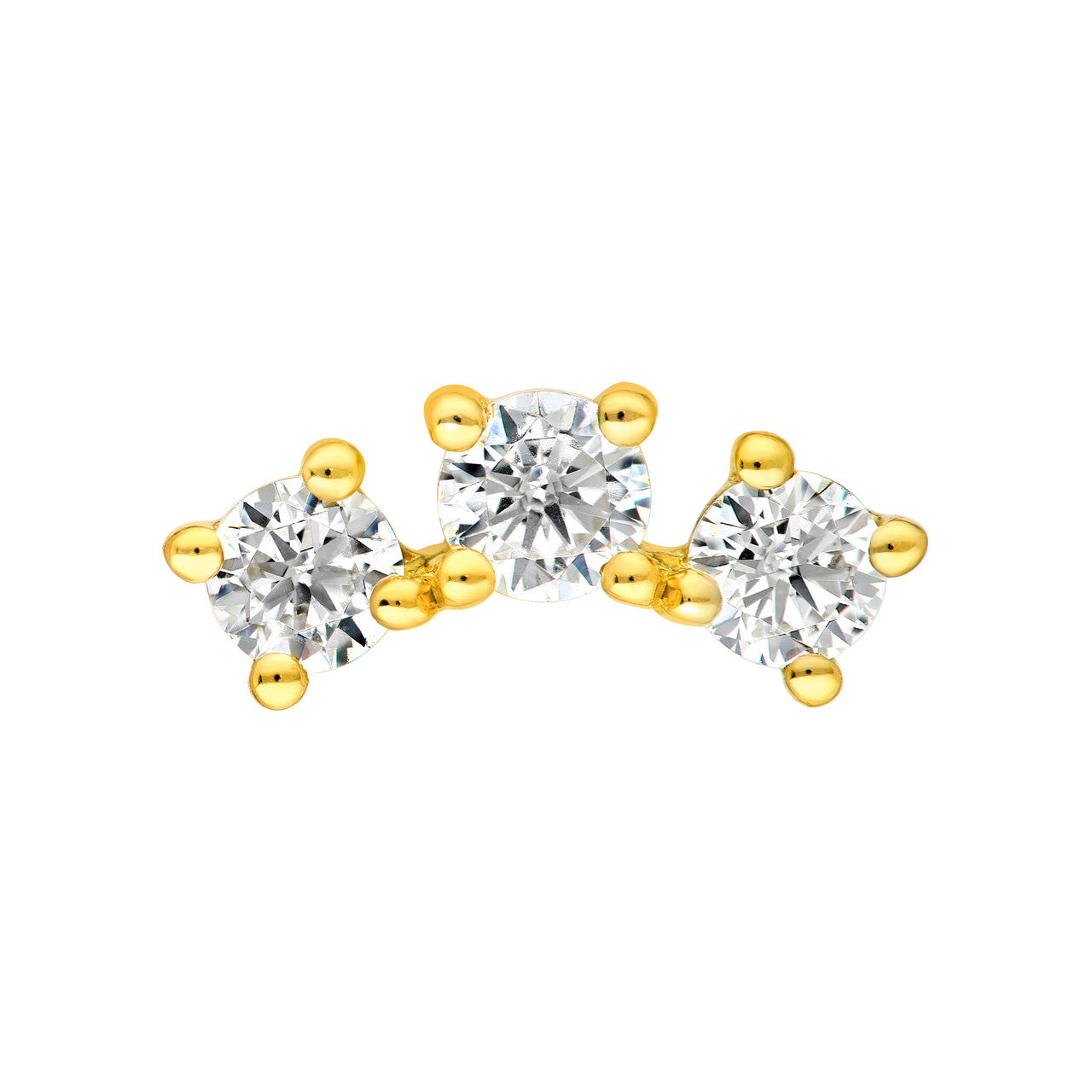 14K Gold Diamond Trio Stud Earrings
