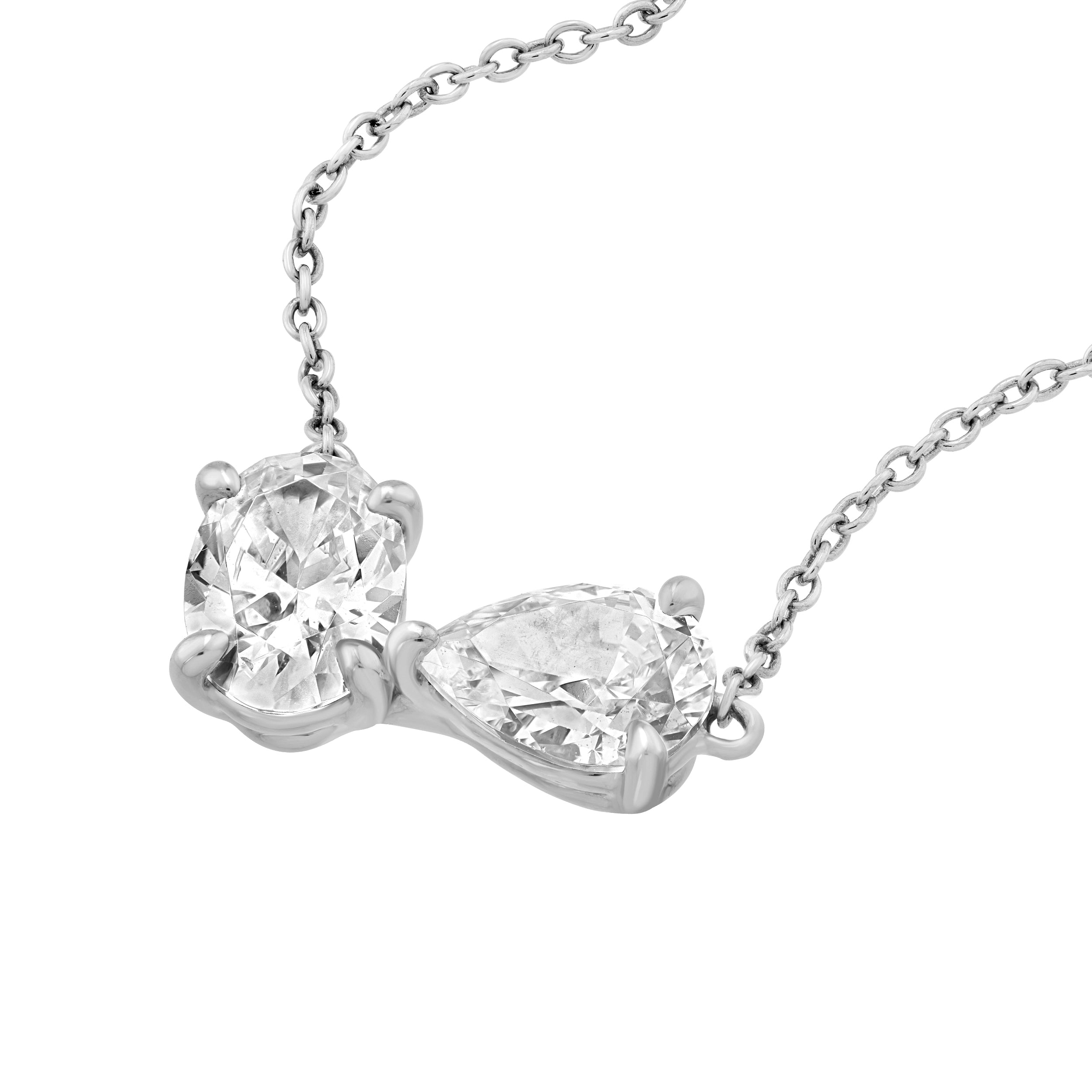 14K Gold 1-1/2tcw Toi et Moi Pear & Oval Diamond Necklace Birmingham Jewelry Necklace Birmingham Jewelry 