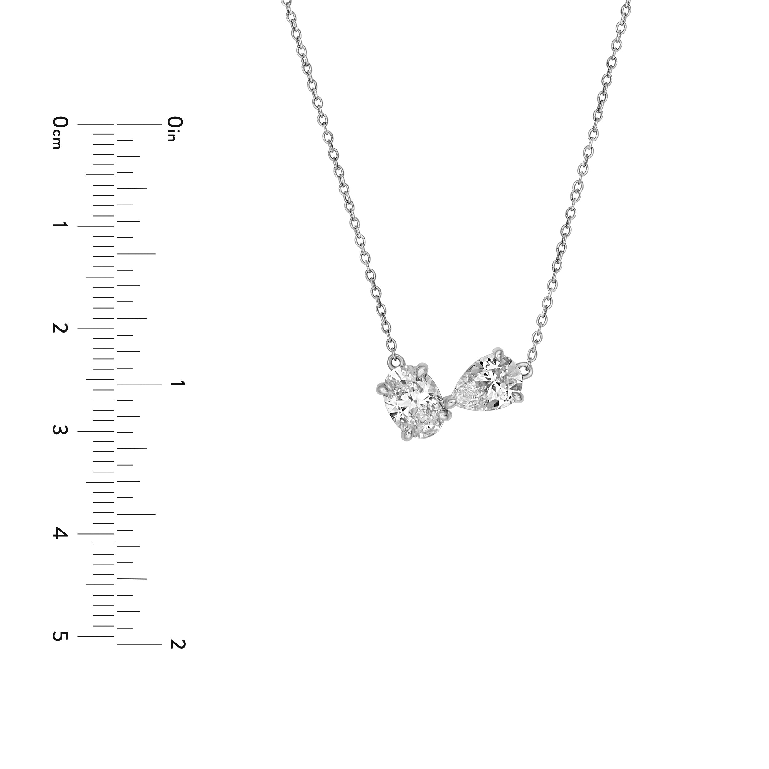 14K Gold 1-1/2tcw Toi et Moi Pear & Oval Diamond Necklace Birmingham Jewelry Necklace Birmingham Jewelry 