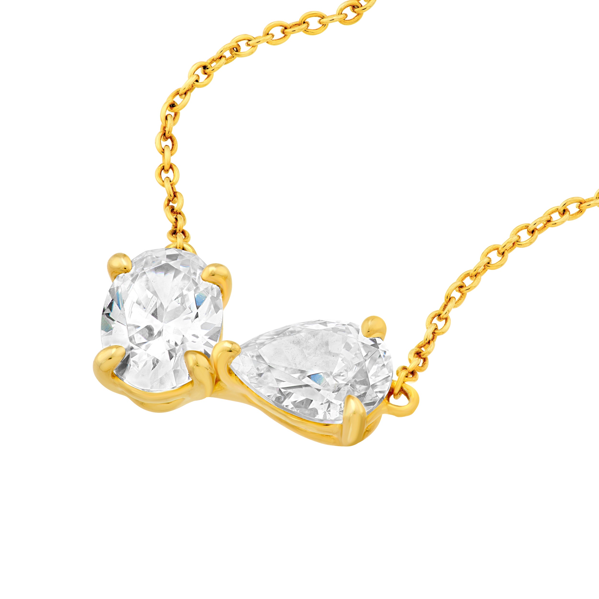 14K Gold 1-1/2tcw Toi et Moi Pear & Oval Diamond Necklace Birmingham Jewelry Necklace Birmingham Jewelry 
