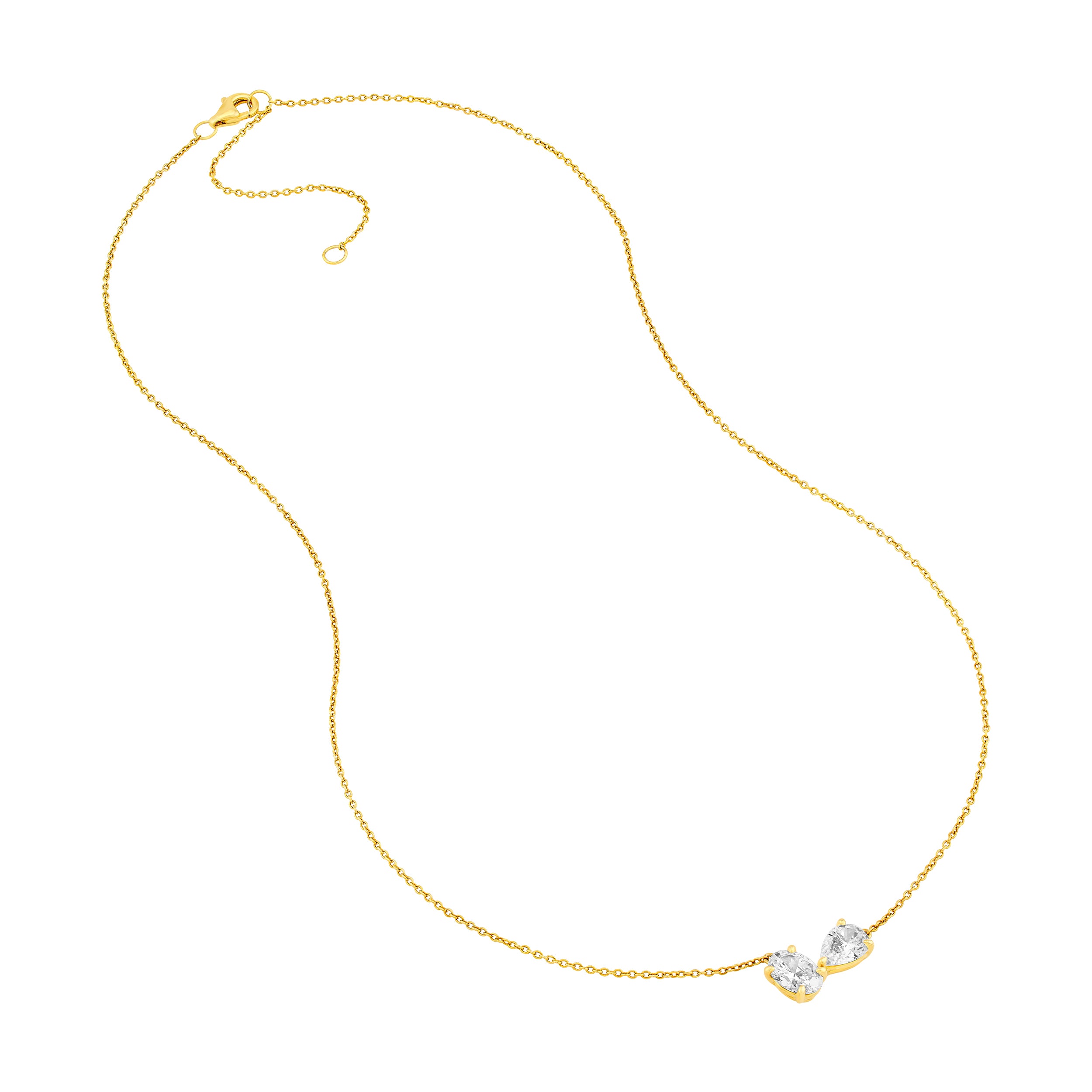 14K Gold 1-1/2tcw Toi et Moi Pear & Oval Diamond Necklace Birmingham Jewelry Necklace Birmingham Jewelry 