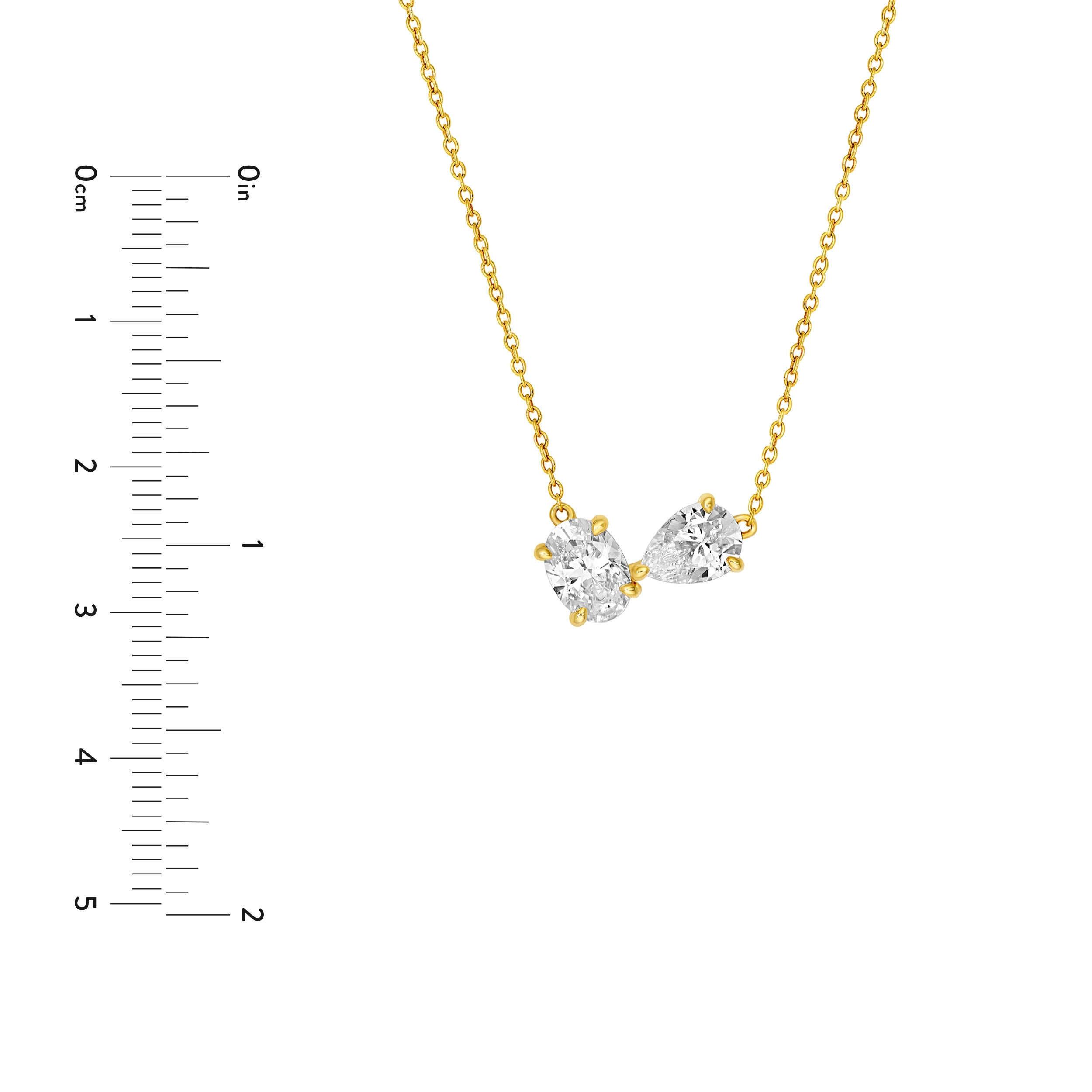 14K Gold 1-1/2tcw Toi et Moi Pear & Oval Diamond Necklace Birmingham Jewelry Necklace Birmingham Jewelry 