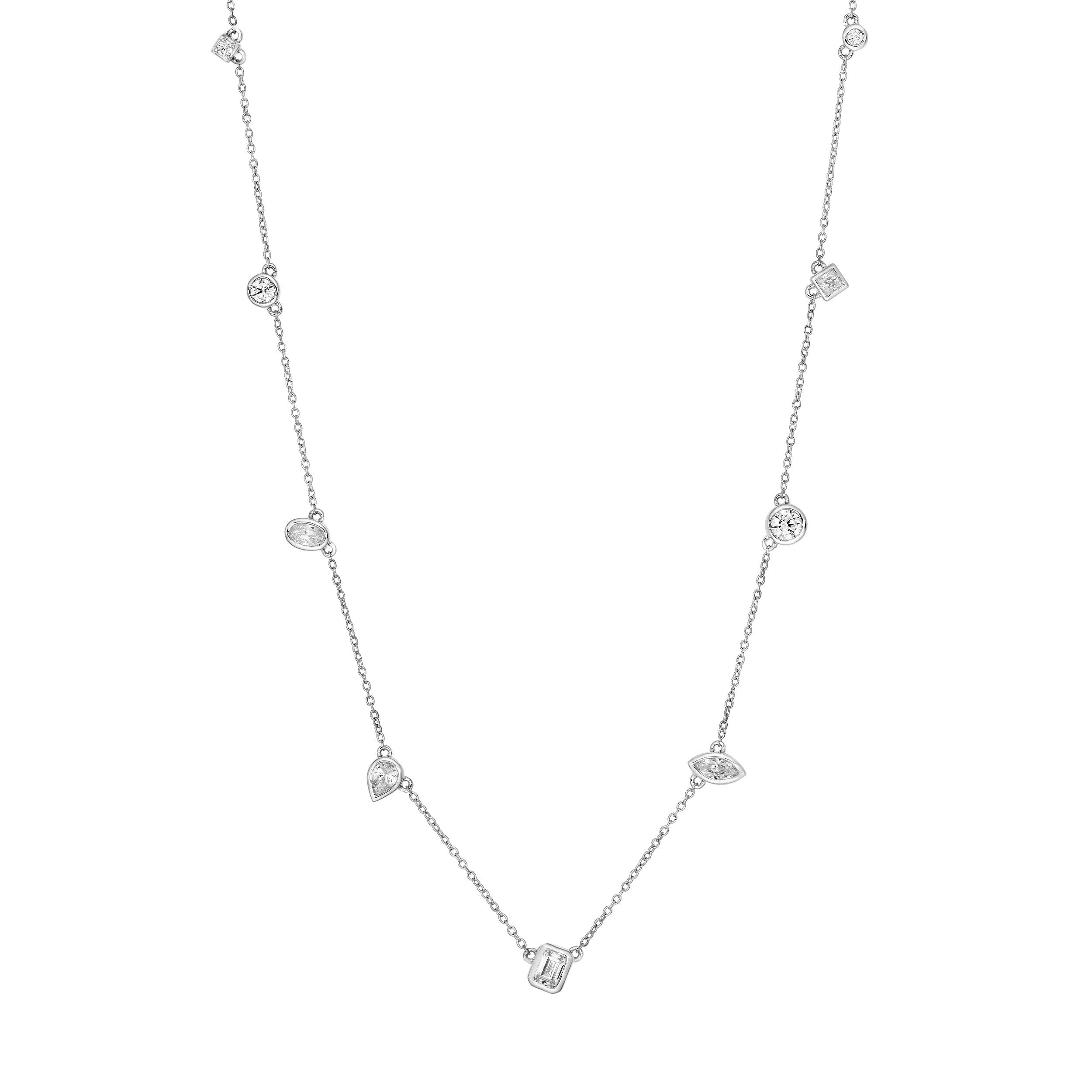 14K Gold 1.00tcw Multi Stone Bezel Diamond Station Necklace Birmingham Jewelry Necklace Birmingham Jewelry 