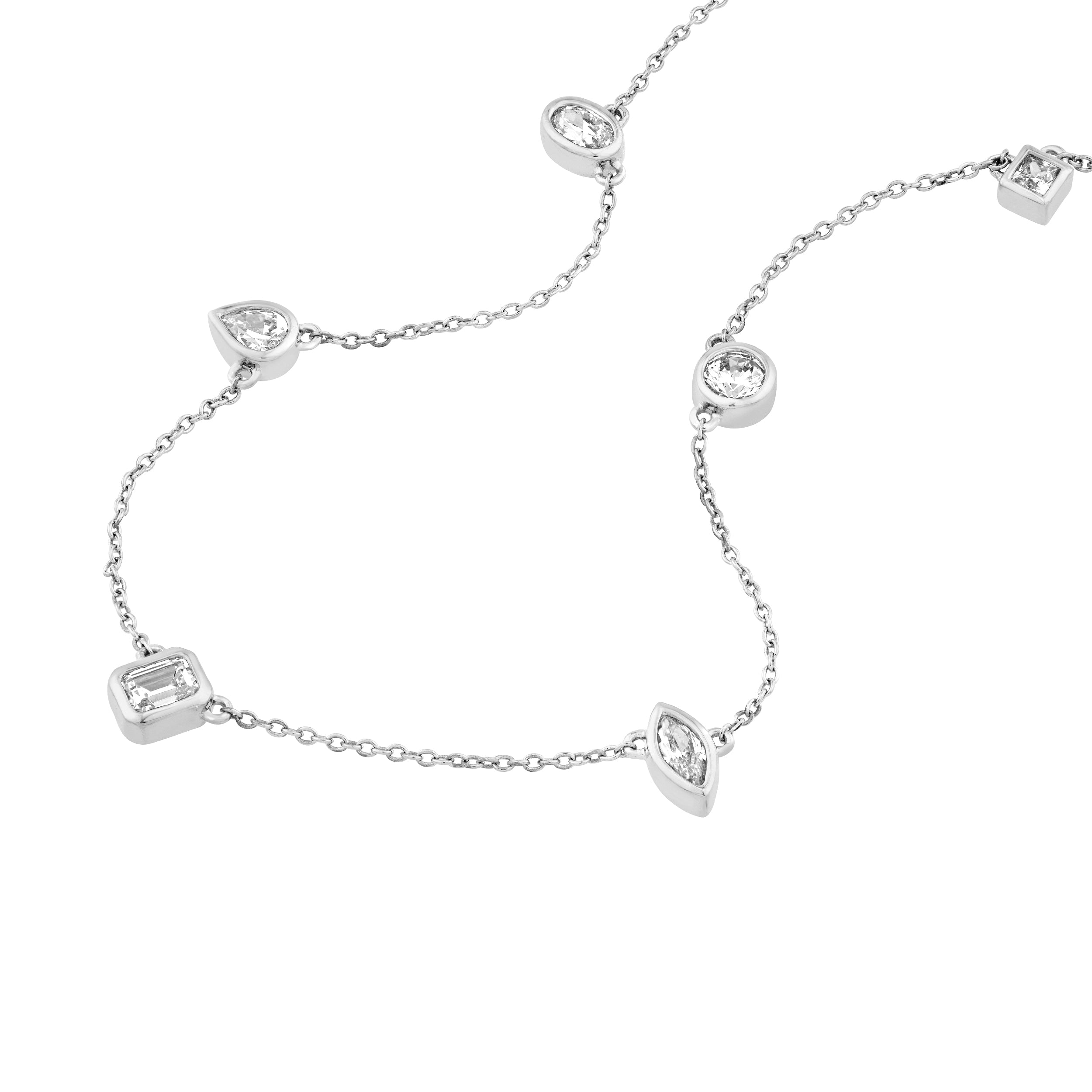14K Gold 1.00tcw Multi Stone Bezel Diamond Station Necklace Birmingham Jewelry Necklace Birmingham Jewelry 