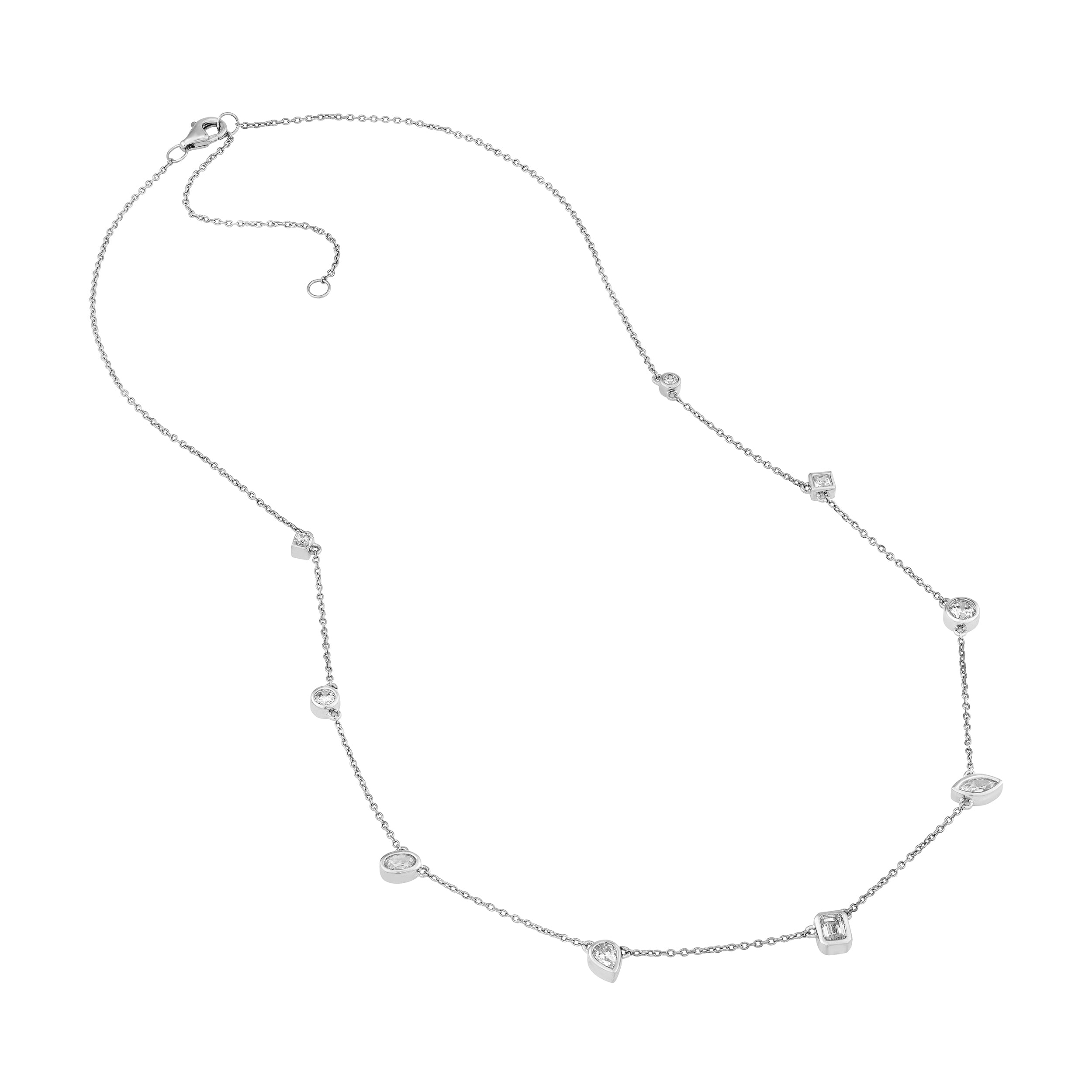 14K Gold 1.00tcw Multi Stone Bezel Diamond Station Necklace Birmingham Jewelry Necklace Birmingham Jewelry 