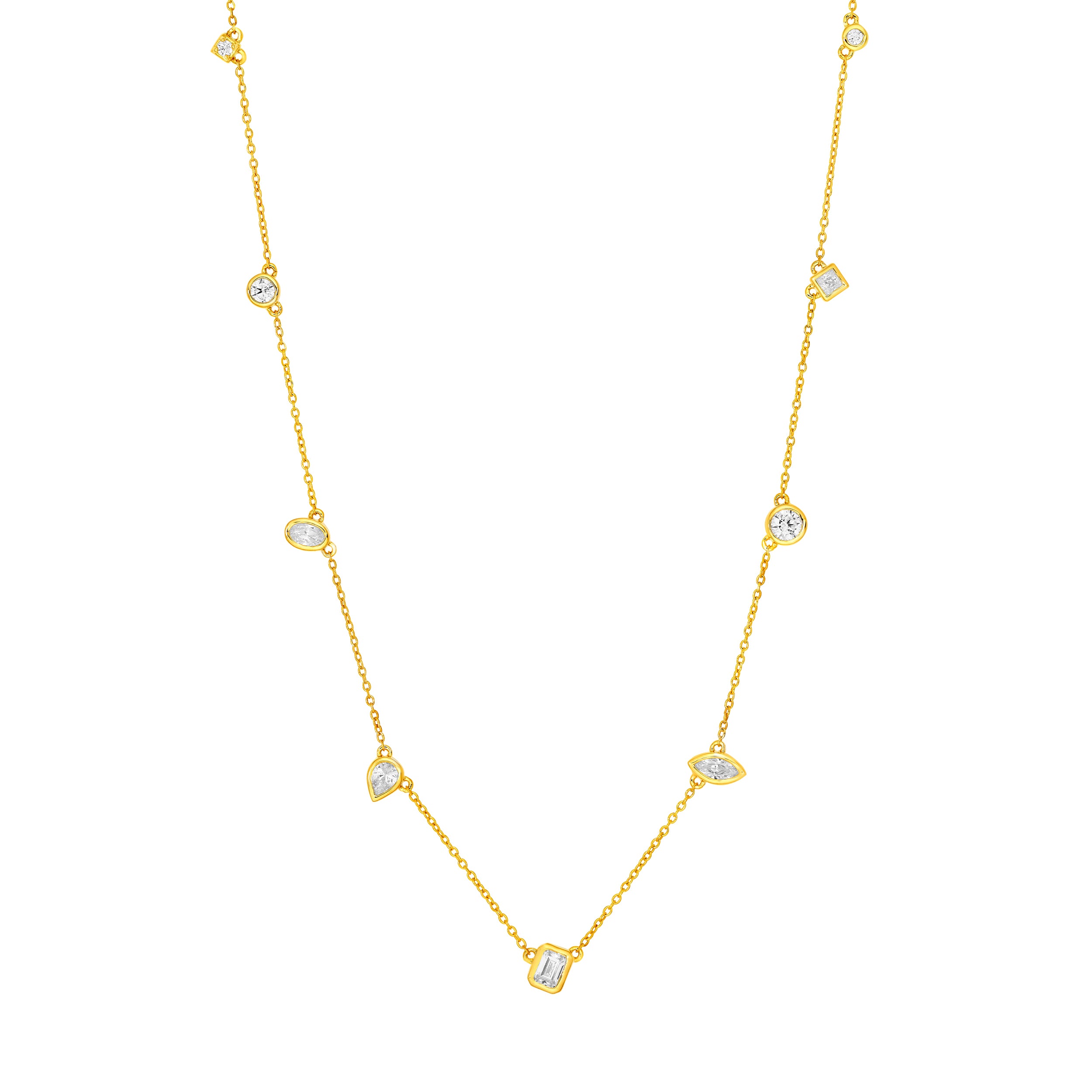 14K Gold 1.00tcw Multi Stone Bezel Diamond Station Necklace Birmingham Jewelry Necklace Birmingham Jewelry 