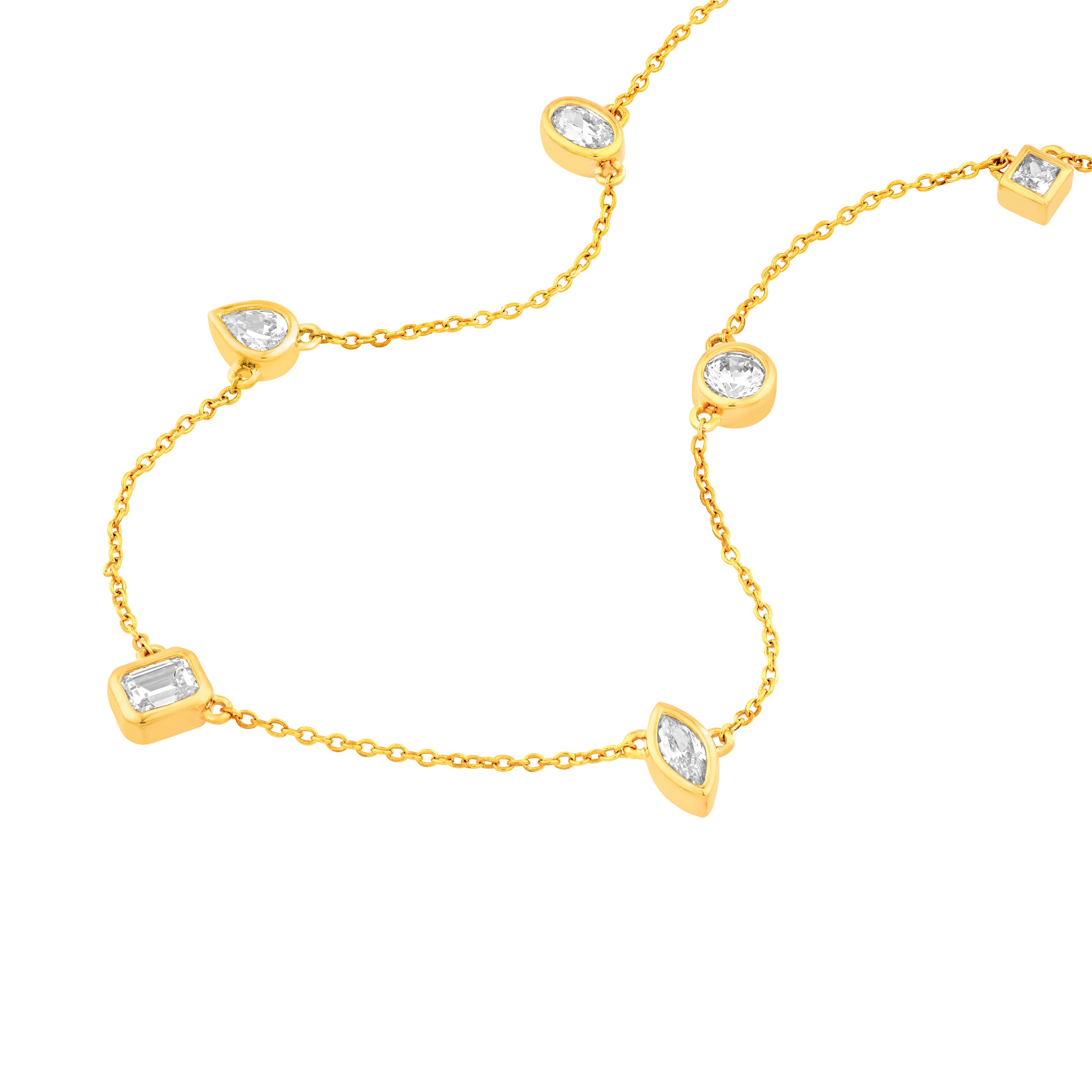 14K Gold 1.00tcw Multi Stone Bezel Diamond Station Necklace Birmingham Jewelry Necklace Birmingham Jewelry 