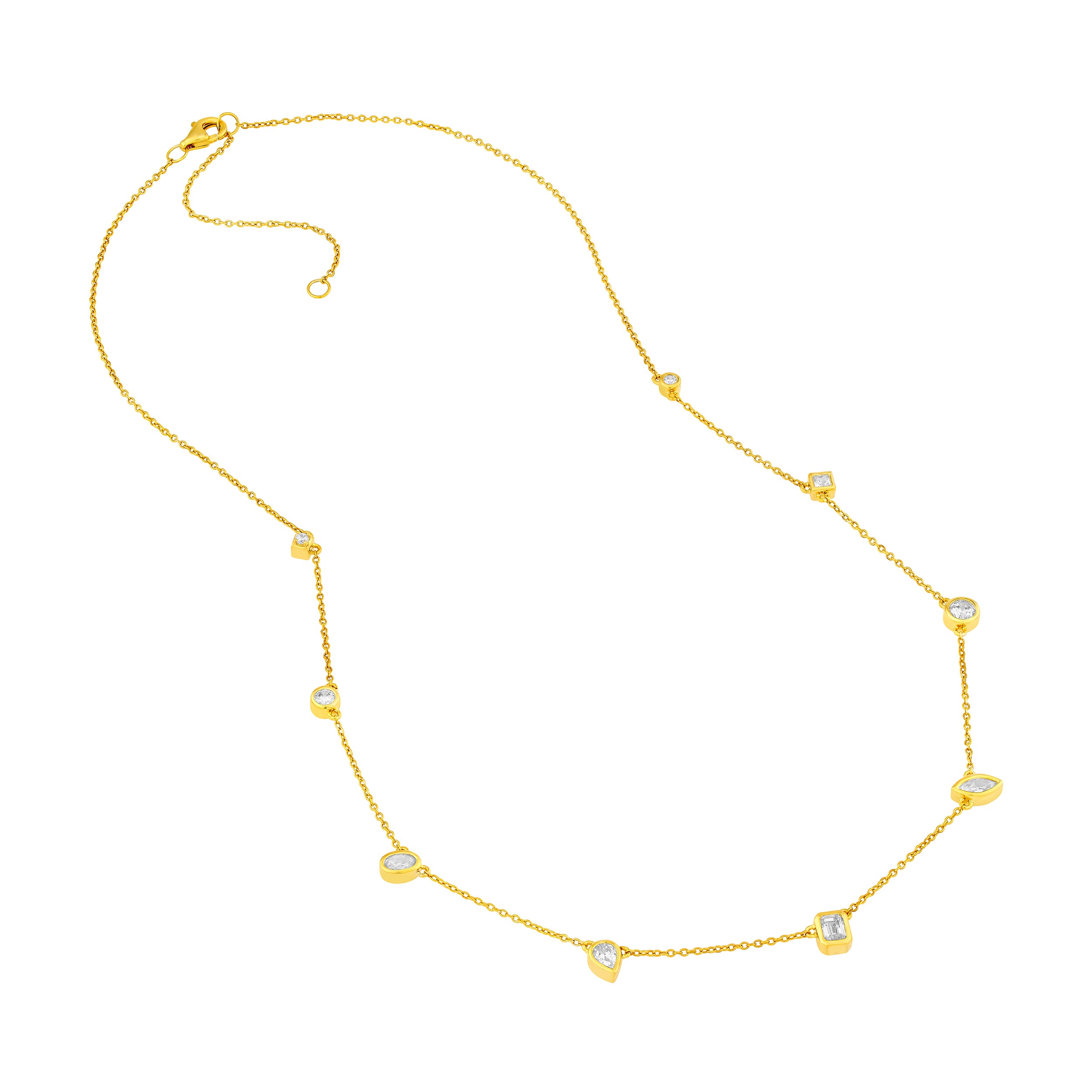 14K Gold 1.00tcw Multi Stone Bezel Diamond Station Necklace Birmingham Jewelry Necklace Birmingham Jewelry 