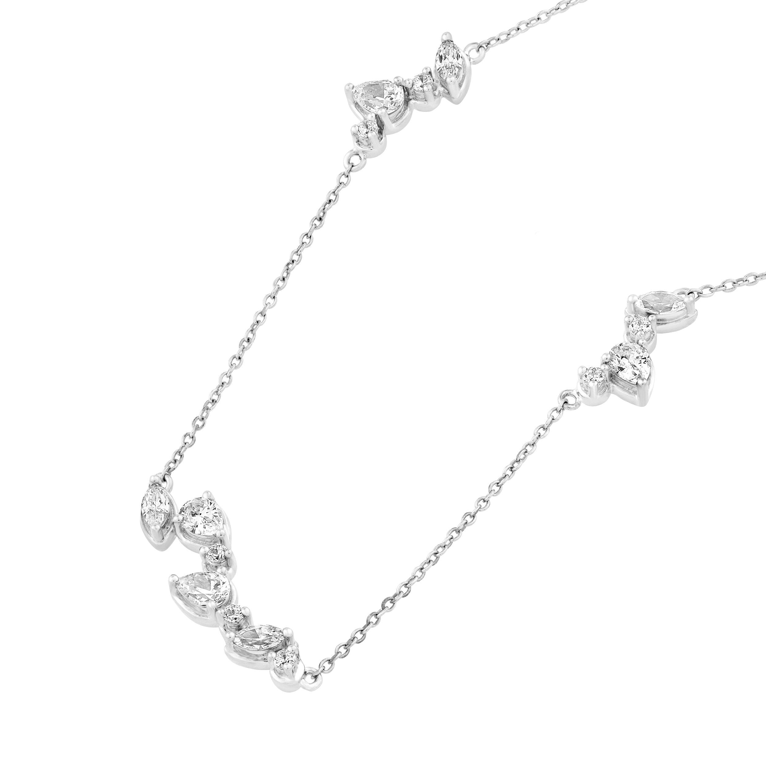 14K Gold 1-3/8tcw Multi Stone Diamond Cluster Necklace Birmingham Jewelry Necklace Birmingham Jewelry 