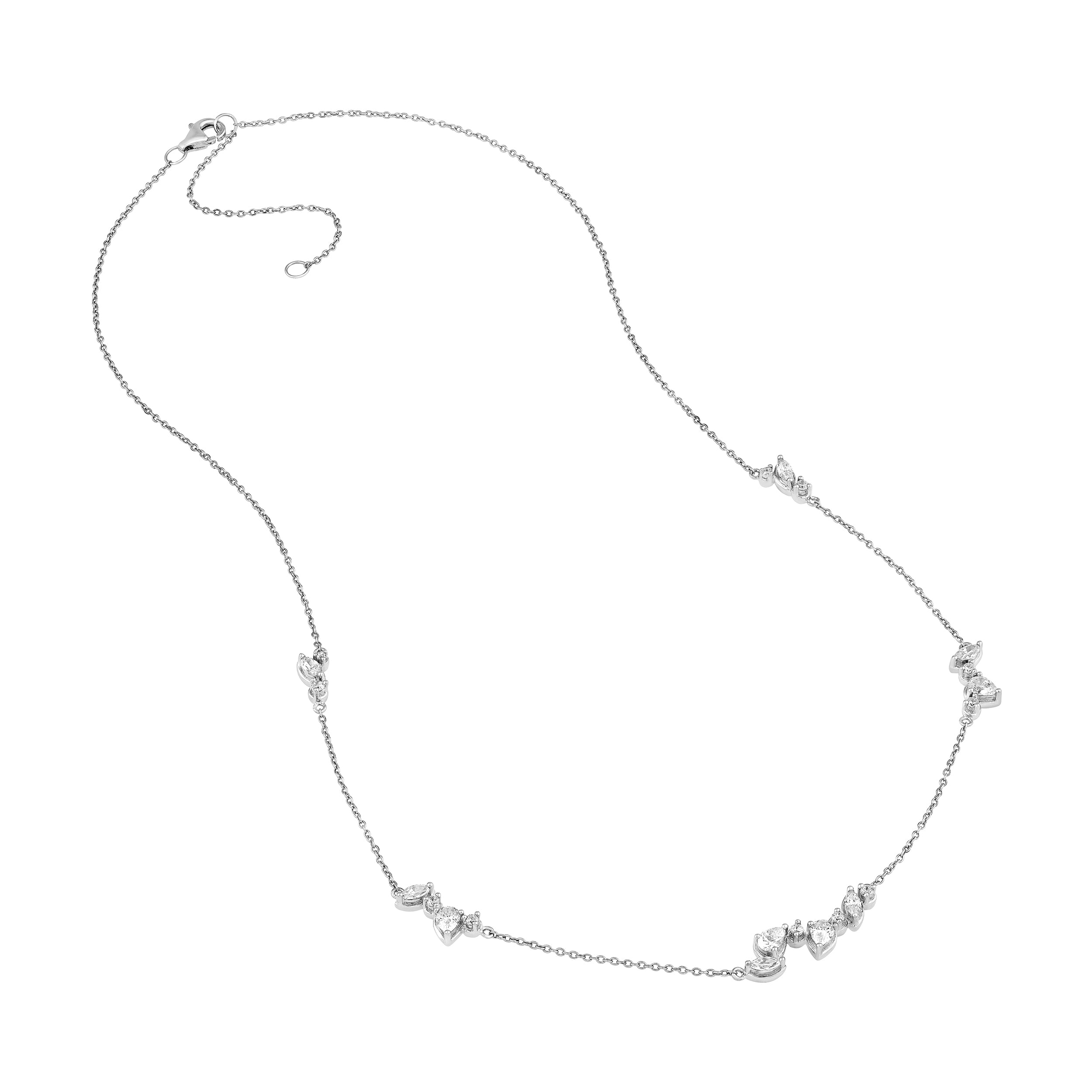 14K Gold 1-3/8tcw Multi Stone Diamond Cluster Necklace Birmingham Jewelry Necklace Birmingham Jewelry 