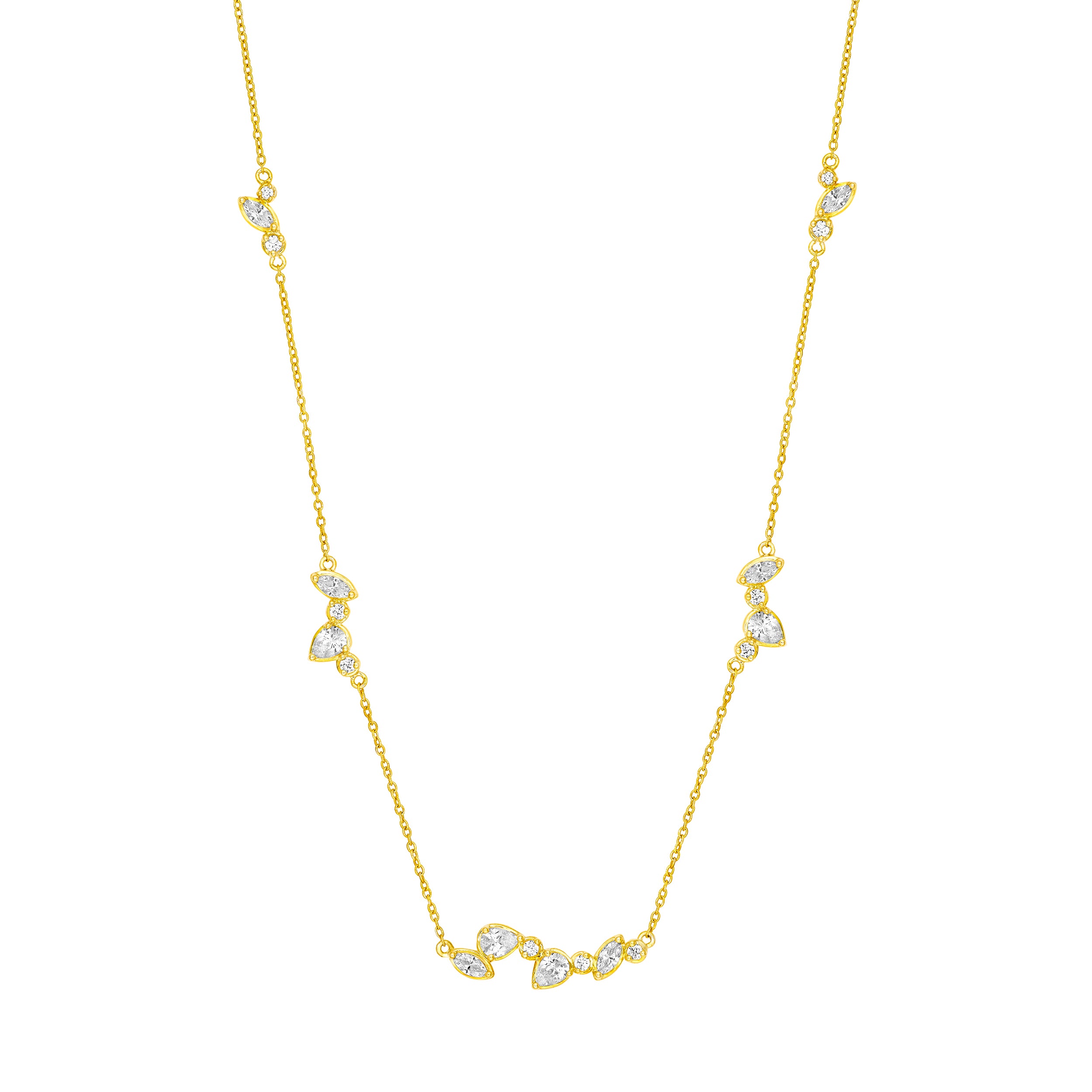 14K Gold 1-3/8tcw Multi Stone Diamond Cluster Necklace Birmingham Jewelry Necklace Birmingham Jewelry 