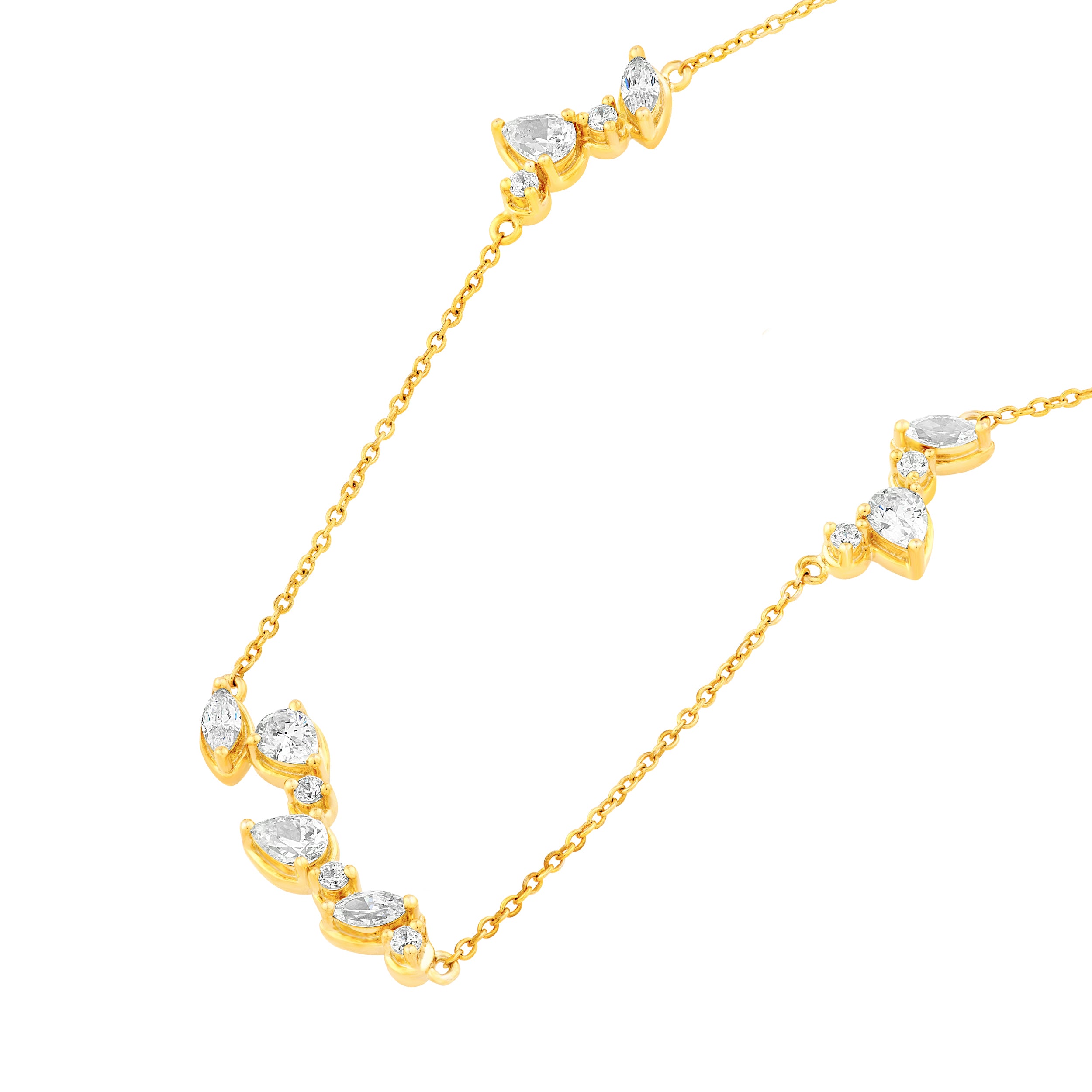 14K Gold 1-3/8tcw Multi Stone Diamond Cluster Necklace Birmingham Jewelry Necklace Birmingham Jewelry 
