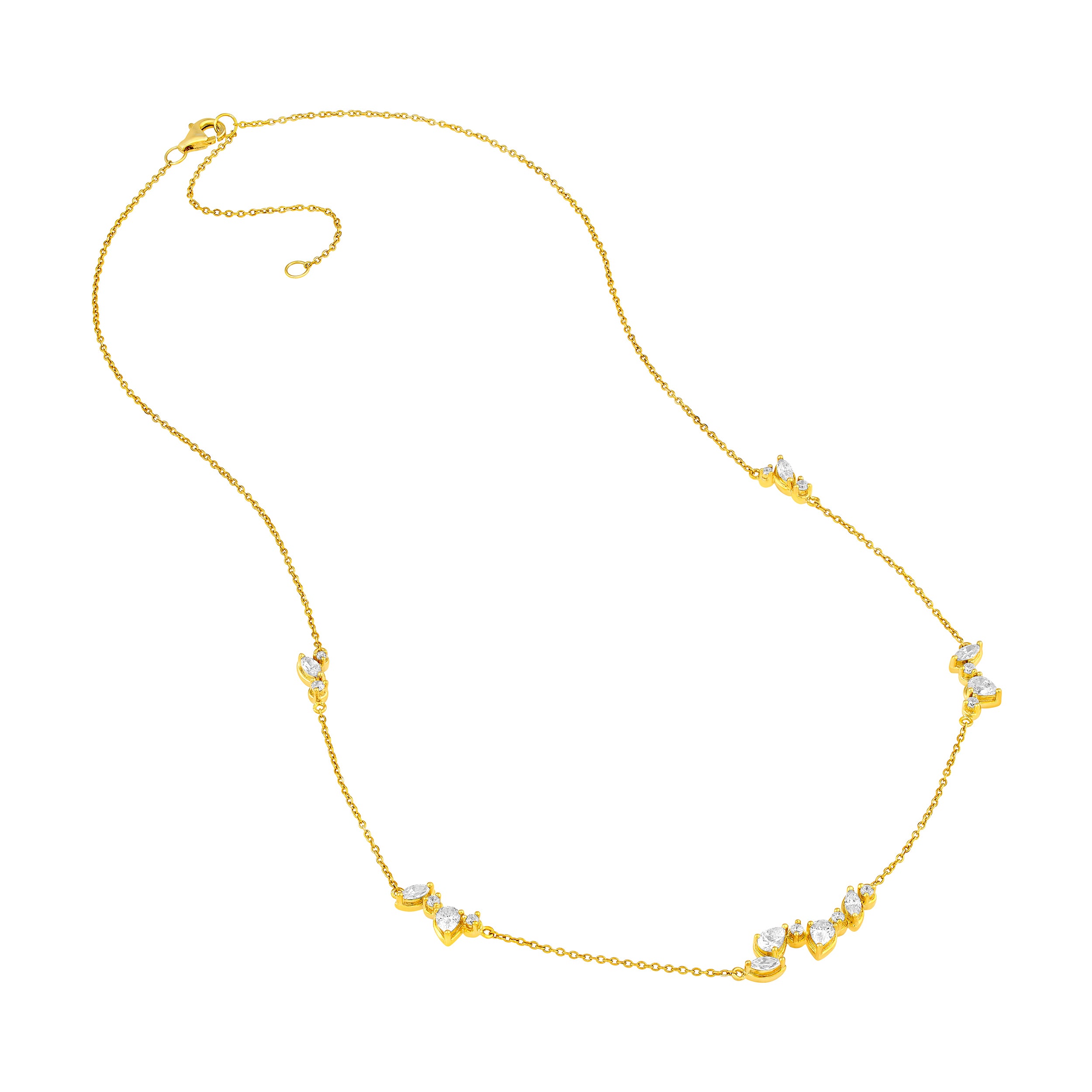 14K Gold 1-3/8tcw Multi Stone Diamond Cluster Necklace Birmingham Jewelry Necklace Birmingham Jewelry 