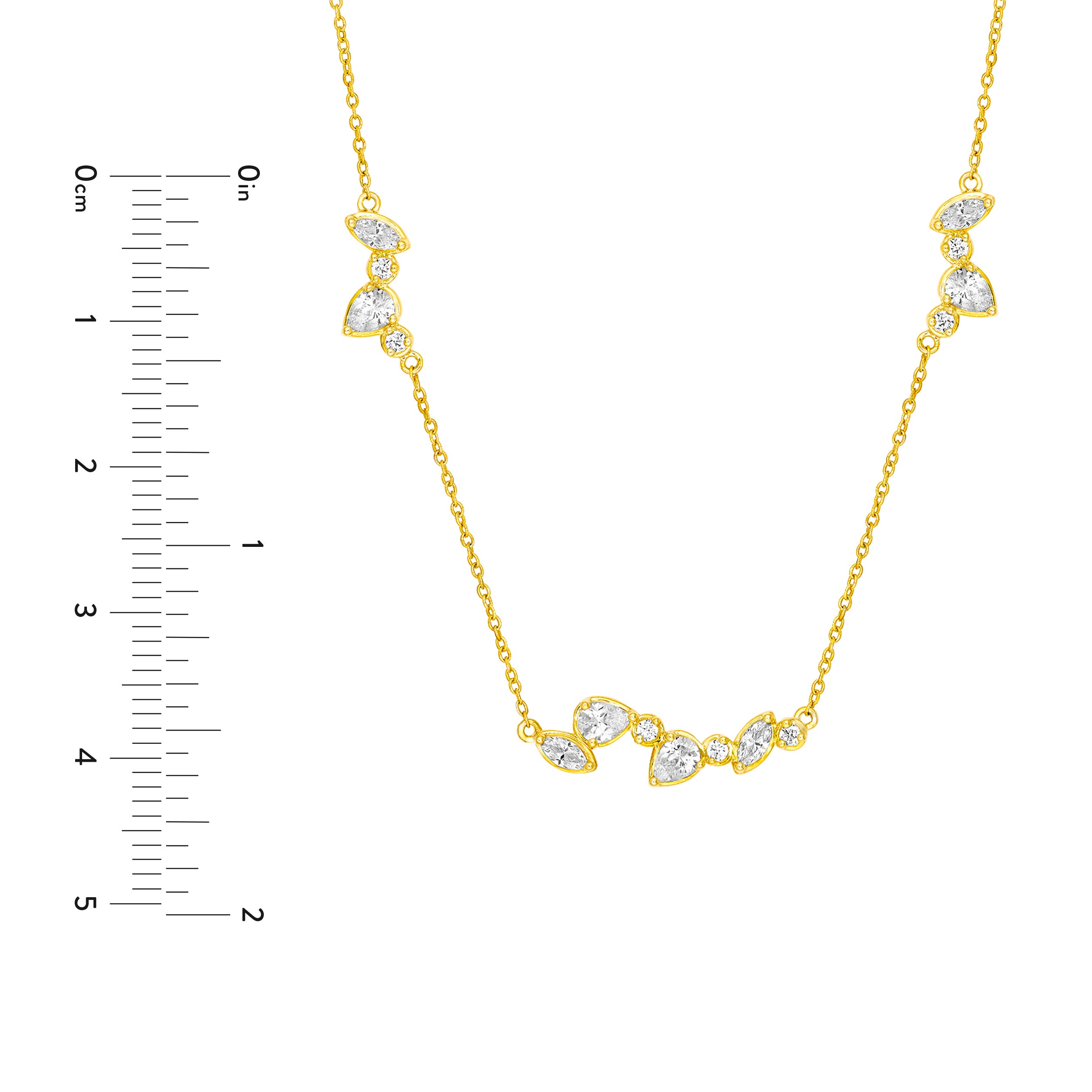14K Gold 1-3/8tcw Multi Stone Diamond Cluster Necklace Birmingham Jewelry Necklace Birmingham Jewelry 